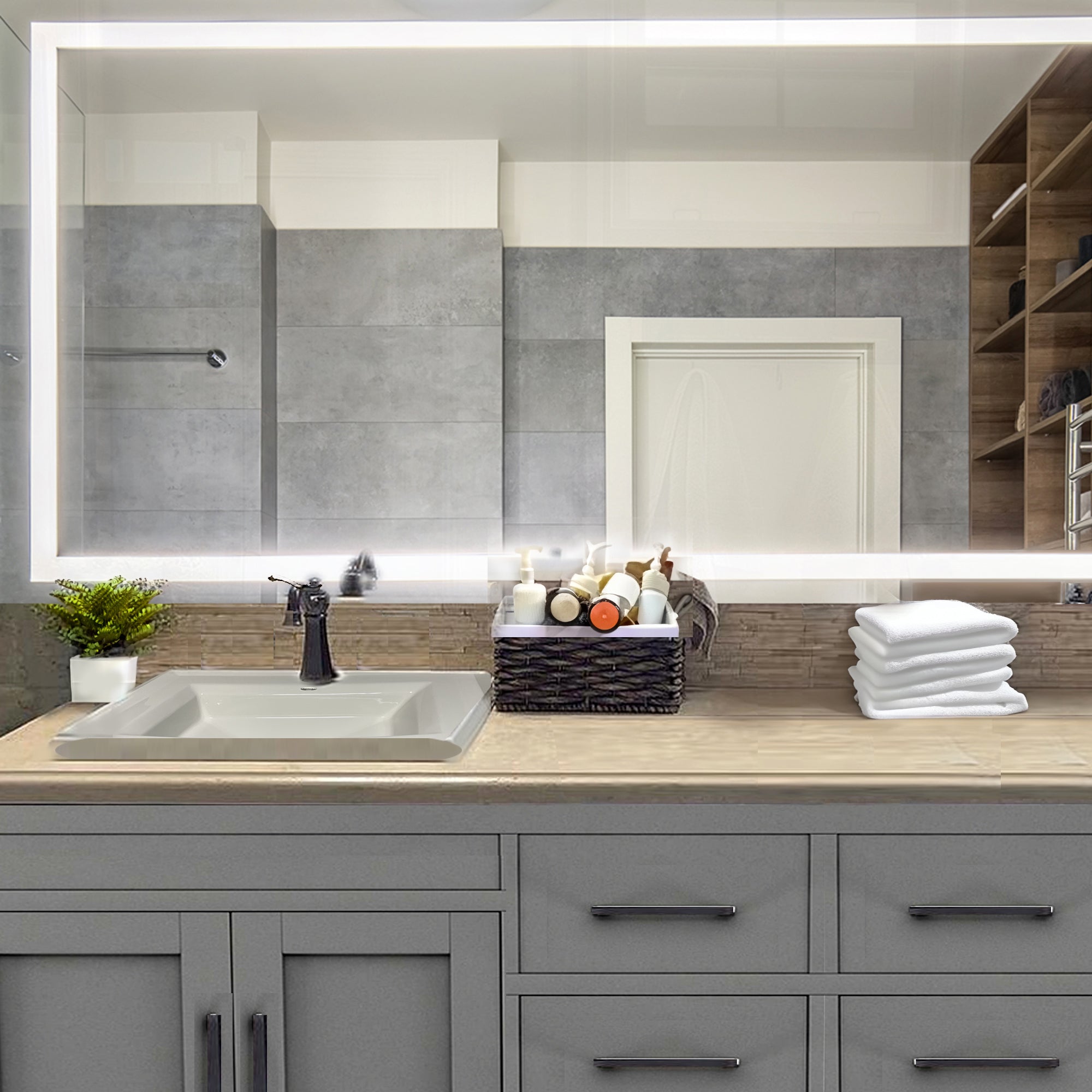 Alternate Image for Nantucket Sinks Great Point 22.625" x 19.4375" Rectangular Drop In/Topmount Ceramic - Vitreous China ADA Bathroom Sink with Accessories, White, DI-2320-R1