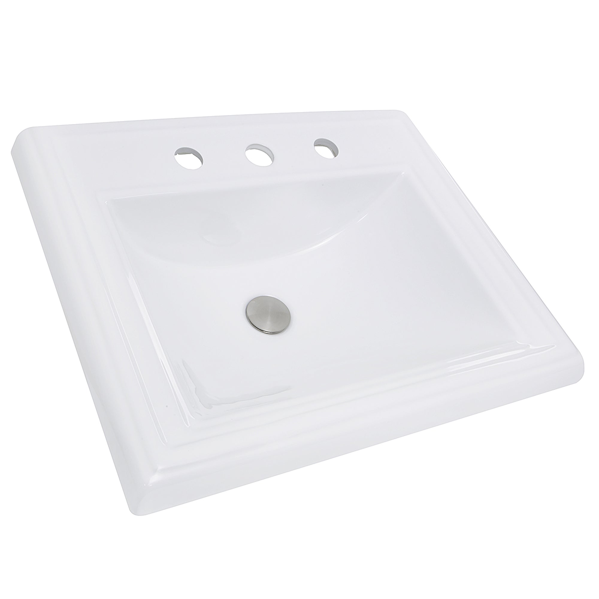 Nantucket Sinks Great Point 23" Ceramic Bathroom Sink, White, DI-2418-R8
