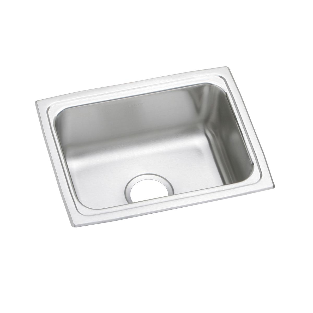 Elkay Lustertone Classic 25" Drop In/Topmount Stainless Steel Kitchen Sink, Lustrous Satin, 18 Gauge, DLFR251912