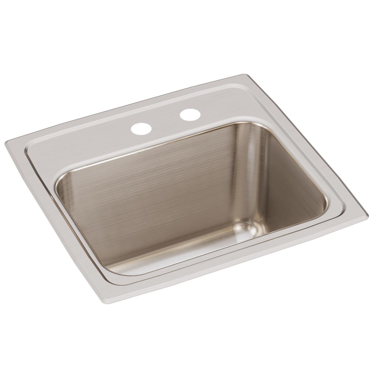 Elkay Lustertone Classic 17" Drop In/Topmount Stainless Steel Kitchen Sink, Lustrous Satin, MR2 Faucet Holes, DLR171610MR2