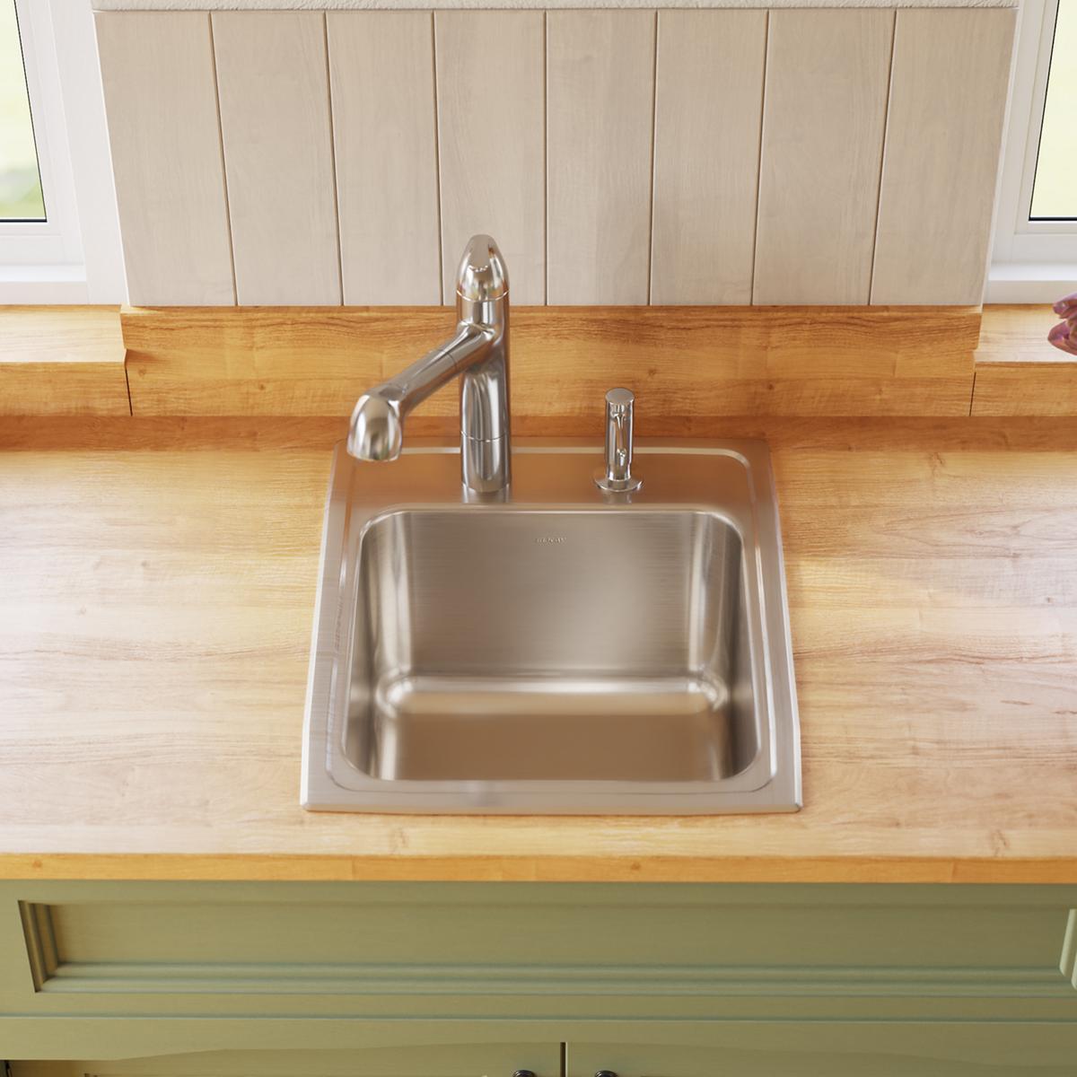 Alternate Image for Elkay Lustertone Classic 17" Drop In/Topmount Stainless Steel Kitchen Sink, Lustrous Satin, 1 Faucet Hole, DLR1720101