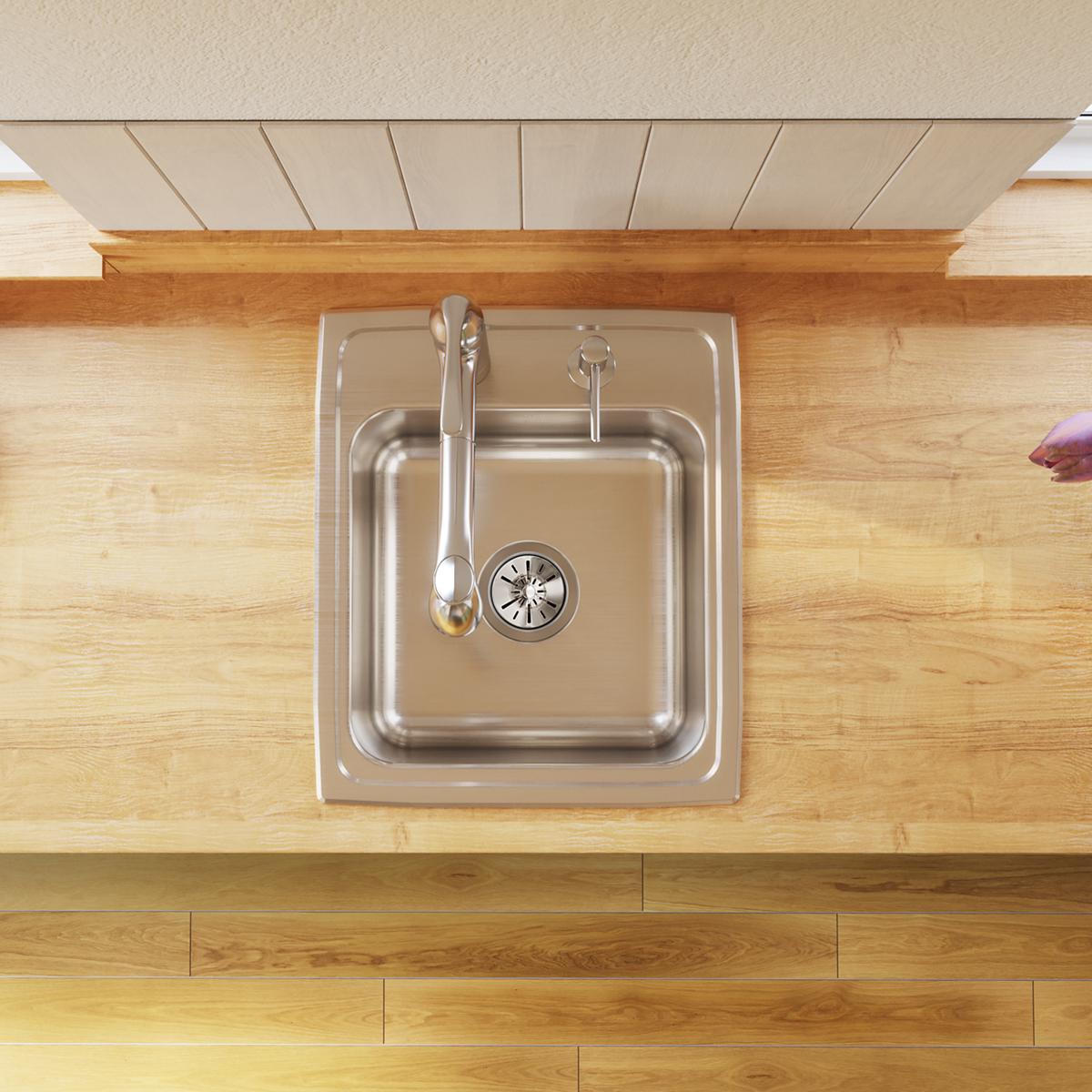 Alternate Image for Elkay Lustertone Classic 17" Drop In/Topmount Stainless Steel Kitchen Sink, Lustrous Satin, 1 Faucet Hole, DLR1720101