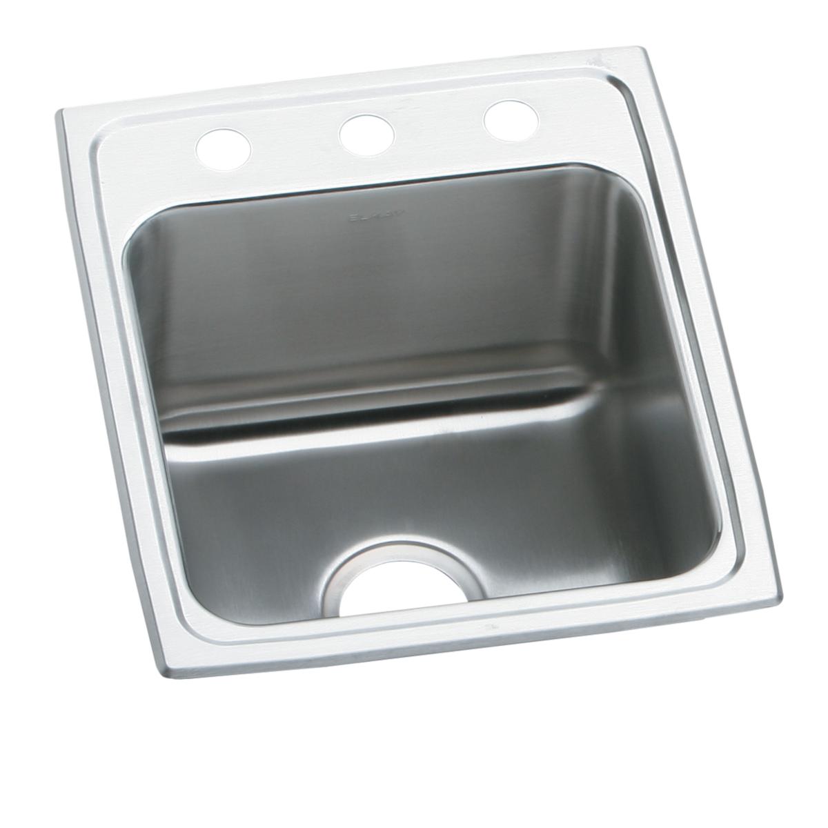 Elkay Lustertone Classic 15" Drop In/Topmount Stainless Steel ADA Kitchen Sink, Lustrous Satin, 3 Faucet Holes, LRAD1522603