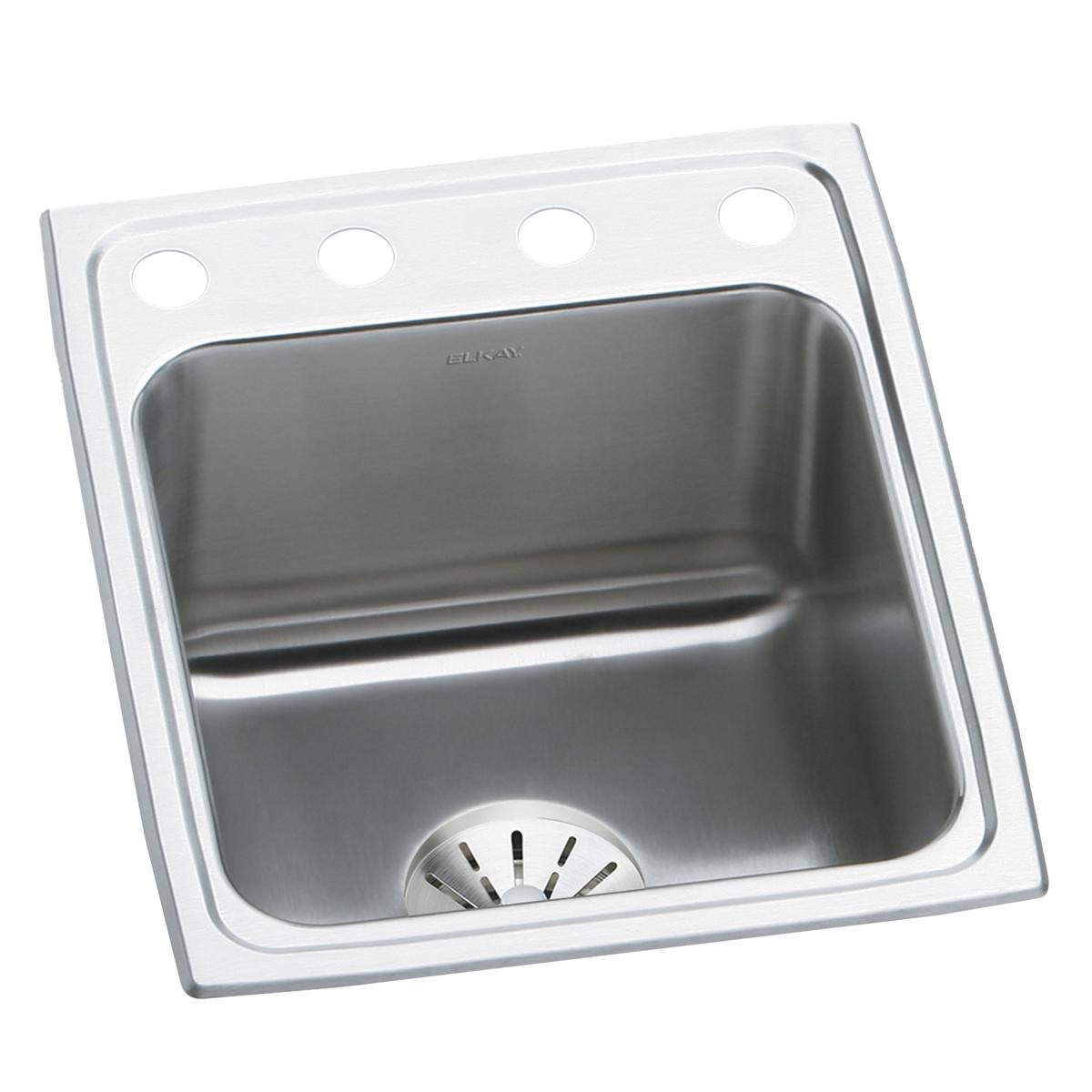 Elkay Lustertone Classic 17" Drop In/Topmount Stainless Steel Kitchen Sink, Lustrous Satin, OS4 Faucet Holes, DLR172210PDOS4