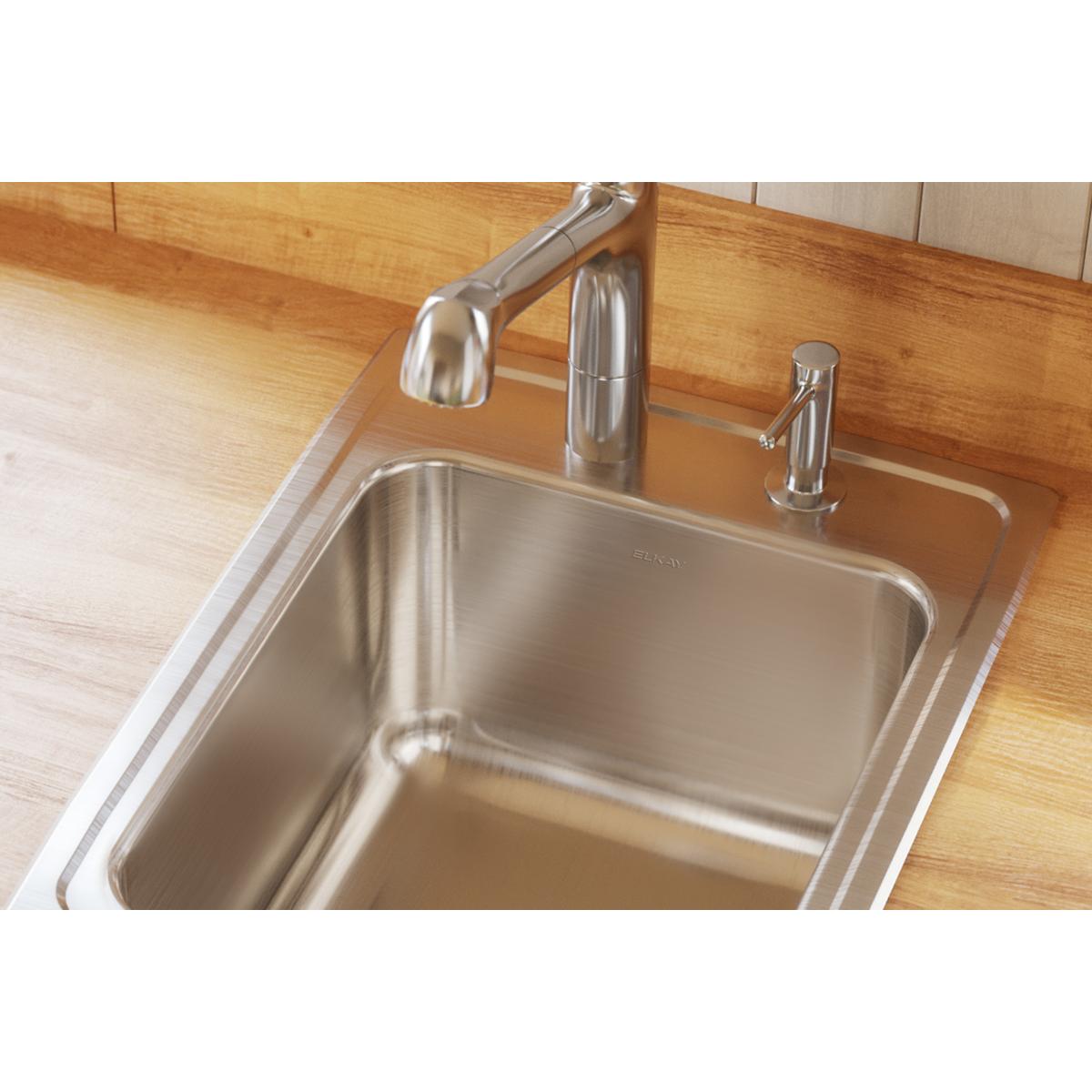 Alternate Image for Elkay Lustertone Classic 17" Drop In/Topmount Stainless Steel Kitchen Sink, Lustrous Satin, OS4 Faucet Holes, DLR172210PDOS4