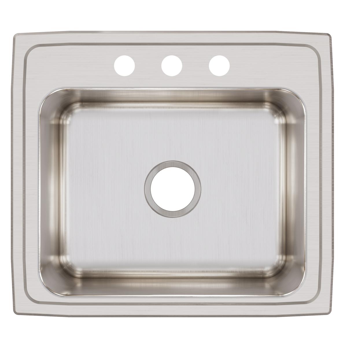 Alternate Image for Elkay Lustertone Classic 22" Drop In/Topmount Stainless Steel Kitchen Sink, Lustrous Satin, 3 Faucet Holes, DLRQ2219103