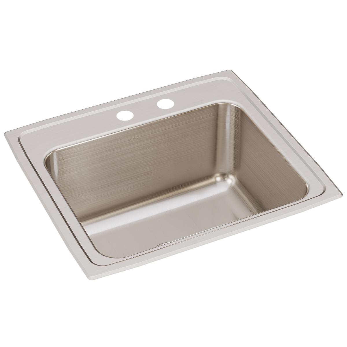 Elkay Lustertone Classic 22" Drop In/Topmount Stainless Steel Kitchen Sink, Lustrous Satin, MR2 Faucet Holes, DLR221910MR2