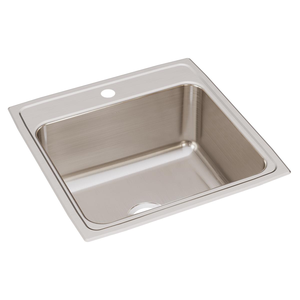 Elkay Lustertone Classic 22" Drop In/Topmount Stainless Steel Kitchen Sink, Lustrous Satin, 1 Faucet Hole, DLR2222101