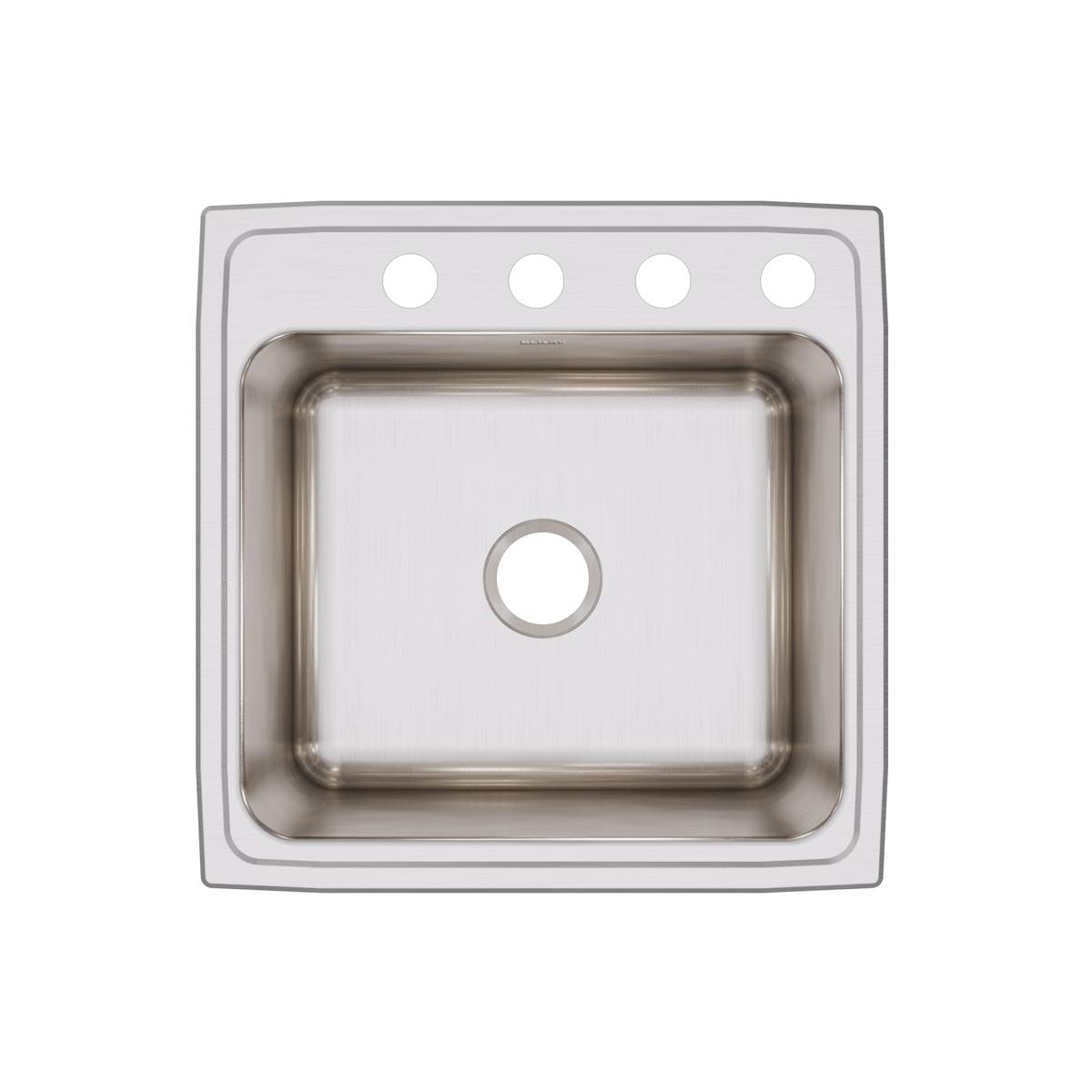 Alternate Image for Elkay Lustertone Classic 22" Drop In/Topmount Stainless Steel Kitchen Sink, Lustrous Satin, 4 Faucet Holes, DLR2222124