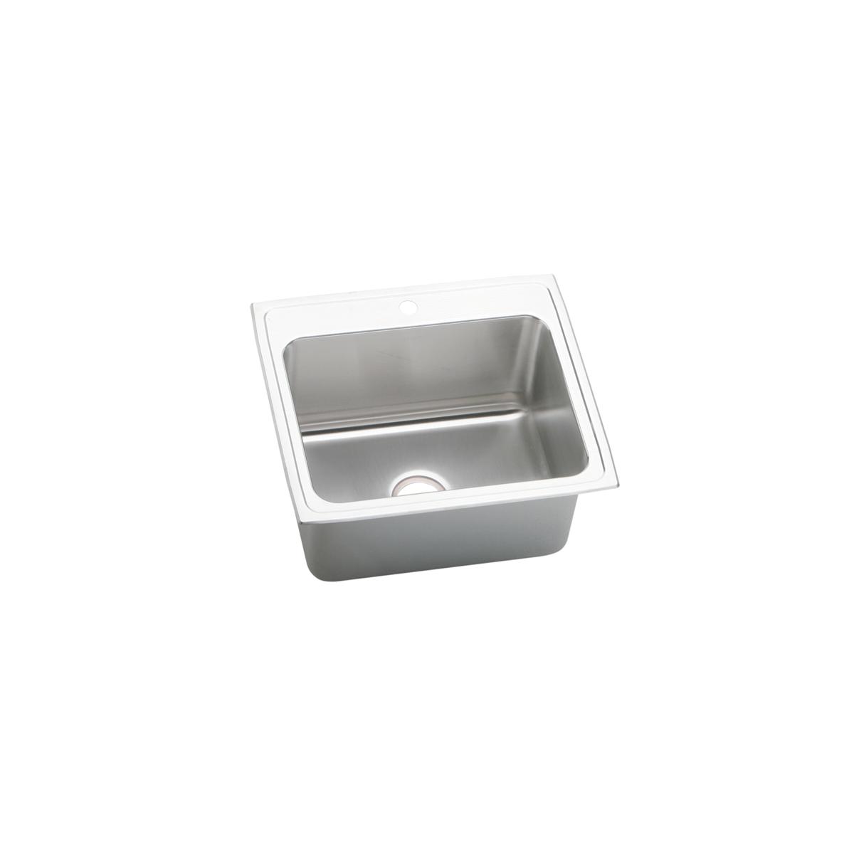Elkay Lustertone Classic 25" Drop In/Topmount Stainless Steel Kitchen Sink, 2 Faucet Holes, DLRQ2522102