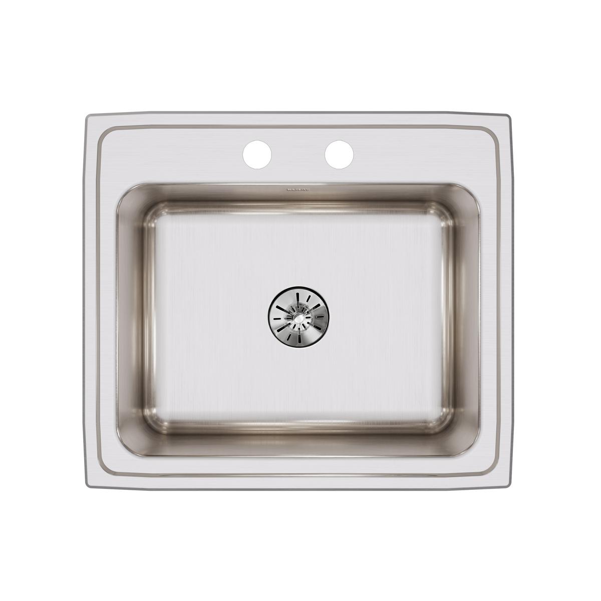 Alternate Image for Elkay Lustertone Classic 25" Drop In/Topmount Stainless Steel Kitchen Sink, Lustrous Satin, 2 Faucet Holes, DLR252210PD2