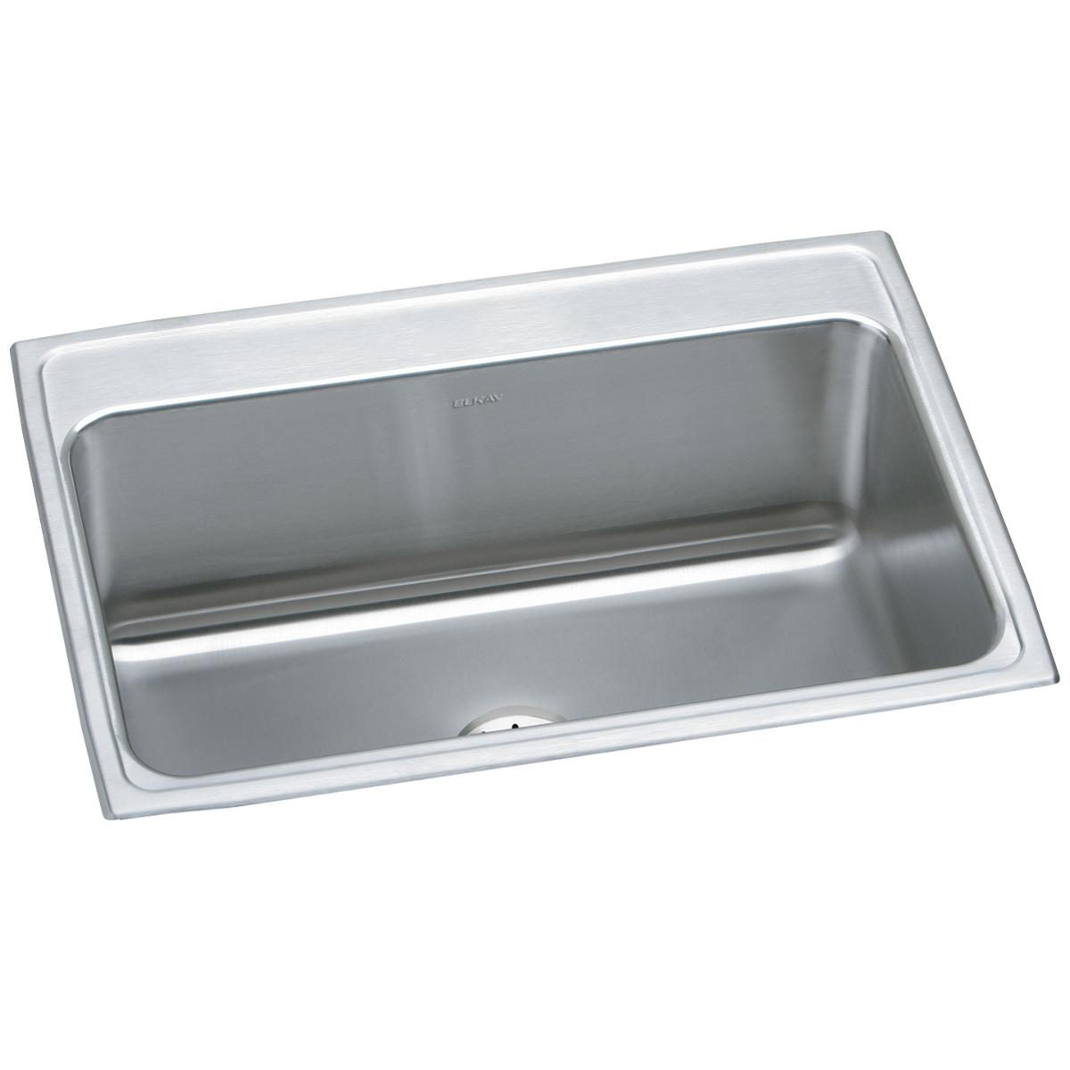 Elkay Lustertone Classic 31" Drop In/Topmount Stainless Steel Kitchen Sink, Lustrous Satin, No Faucet Hole, DLR312210PD0
