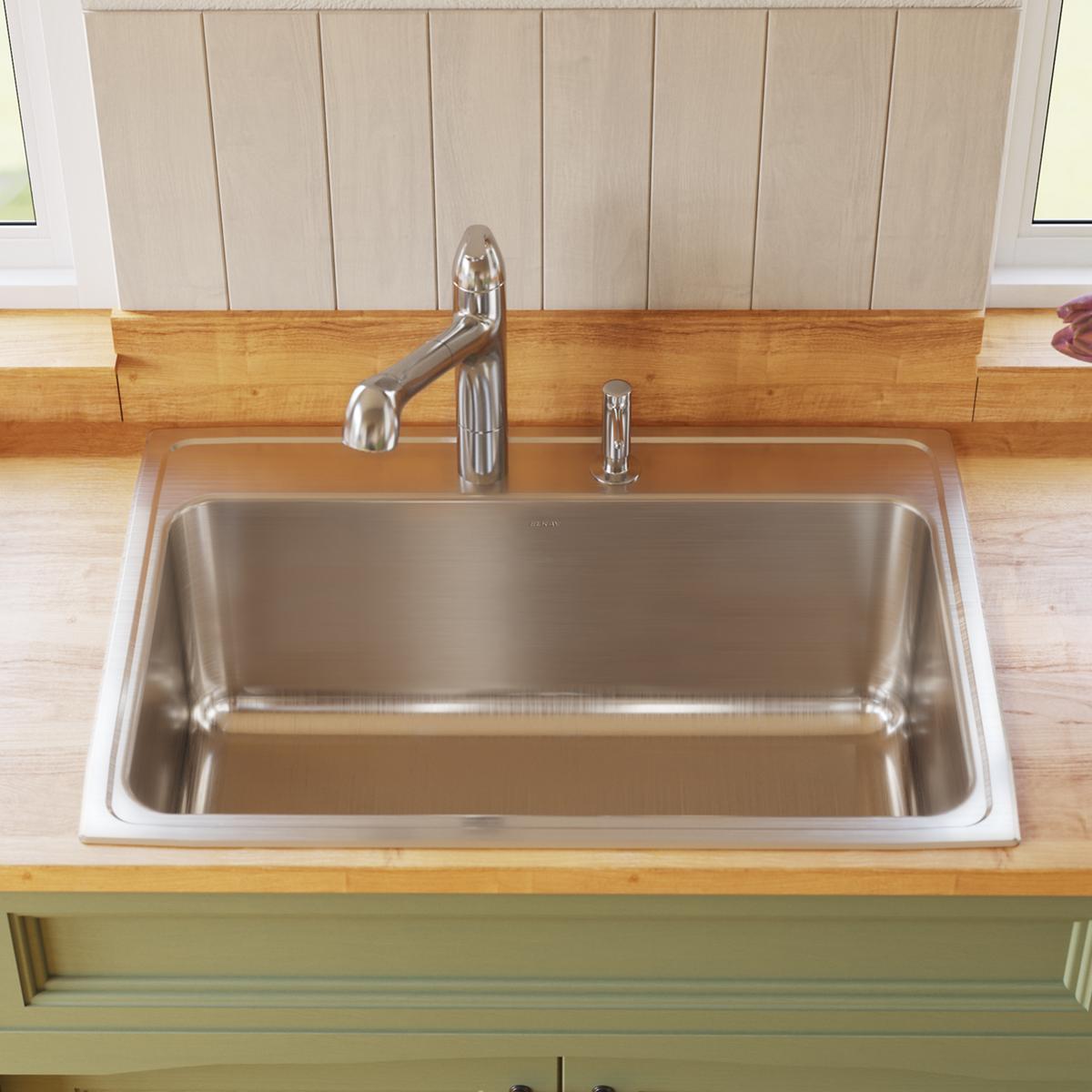 Alternate Image for Elkay Lustertone Classic 31" Drop In/Topmount Stainless Steel Kitchen Sink, Lustrous Satin, 1 Faucet Hole, DLR3122121