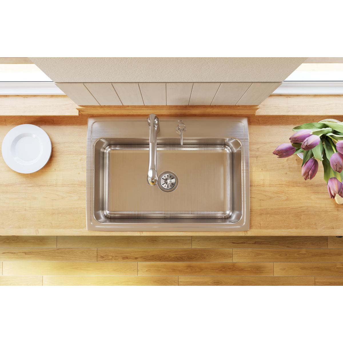 Alternate Image for Elkay Lustertone Classic 31" Drop In/Topmount Stainless Steel Kitchen Sink, Lustrous Satin, 5 Faucet Holes, DLR3122125