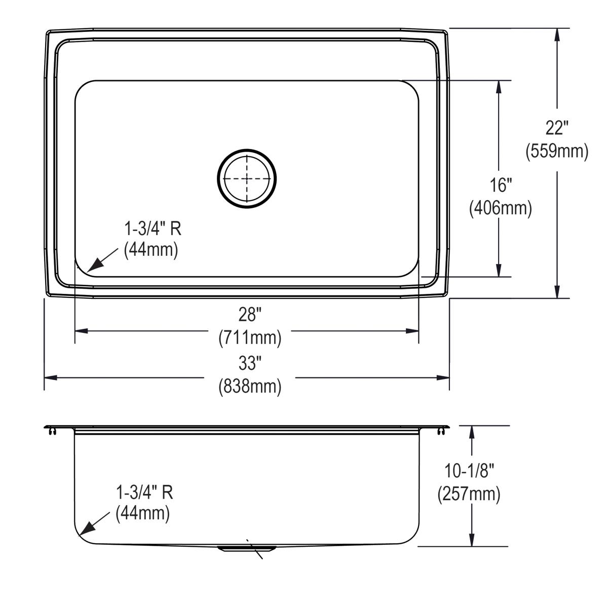Alternate Image for Elkay Lustertone Classic 33" Drop In/Topmount Stainless Steel Kitchen Sink, 3 Faucet Holes, DLRSQ3322103