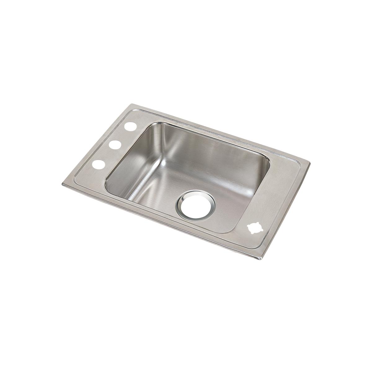 Elkay Lustertone Classic 25" Drop In/Topmount Stainless Steel Classroom Sink, Lustrous Satin, 4 Faucet Holes, DRKR25174