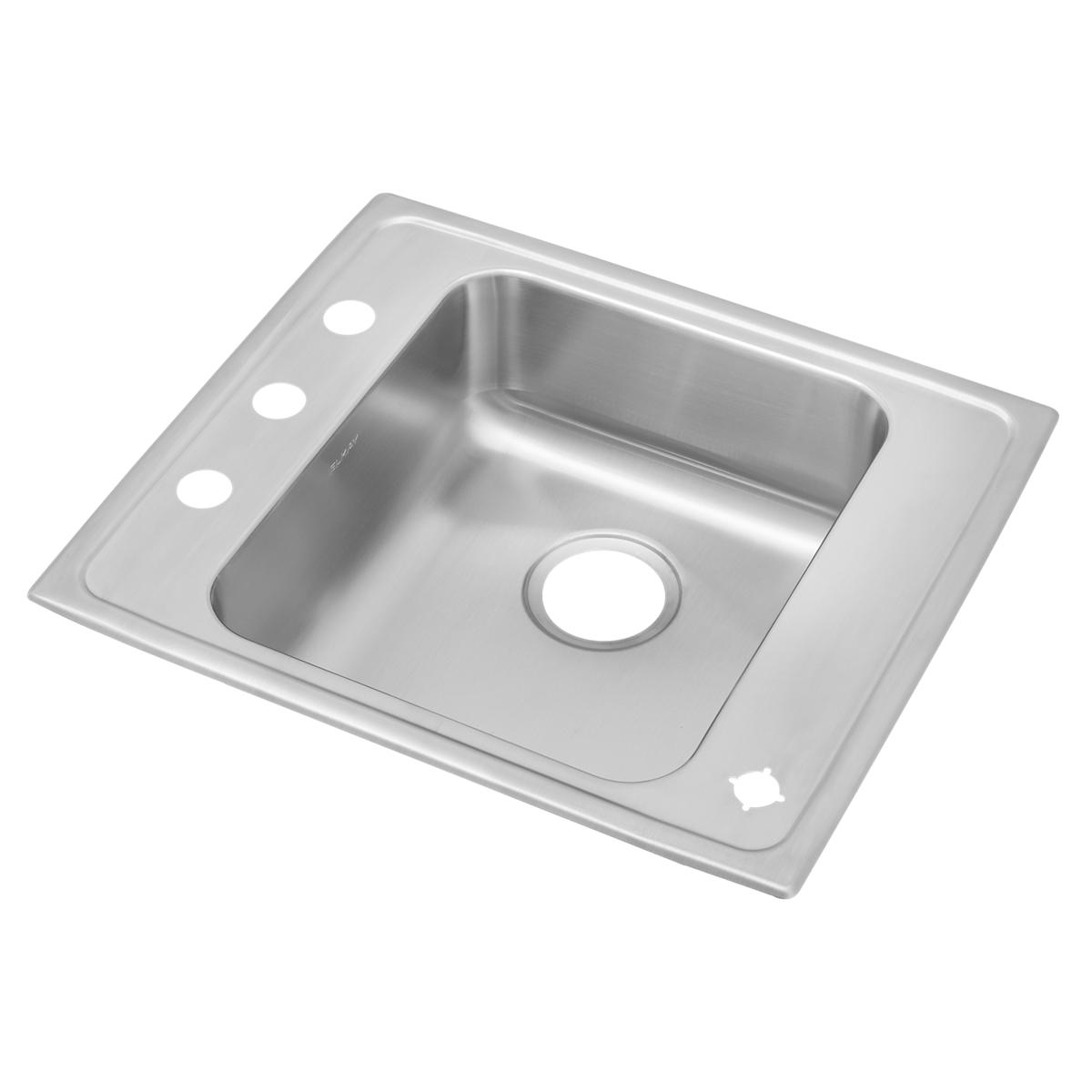 Elkay Lustertone Classic 25" Drop In/Topmount Stainless Steel ADA Classroom Sink, Lustrous Satin, FR4 Faucet Holes, DRKAD252265FR4