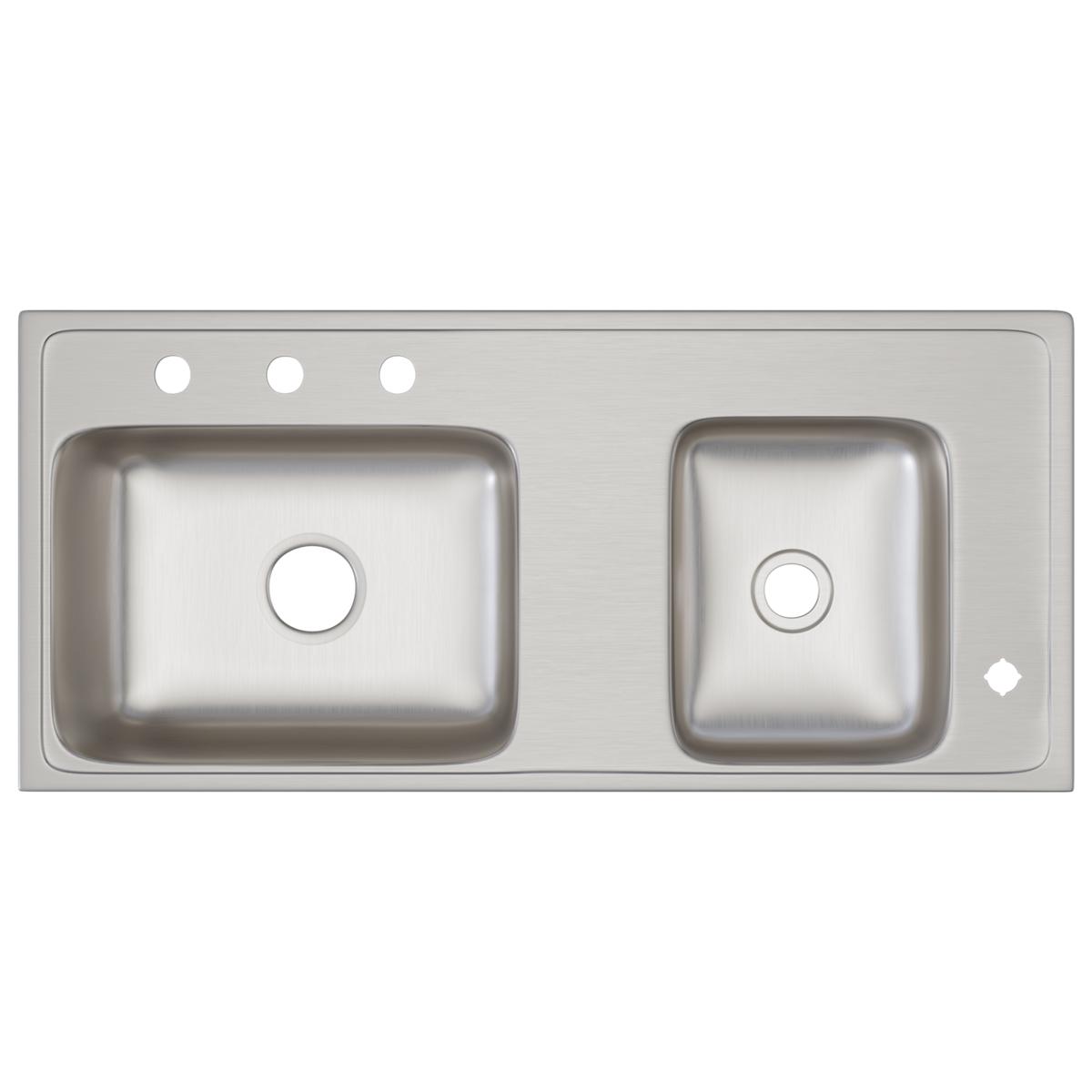Alternate Image for Elkay Lustertone Classic 37" Drop In/Topmount Stainless Steel ADA Classroom Sink, Double Bowl, Lustrous Satin, 4 Faucet Holes, DRKAD371760R4