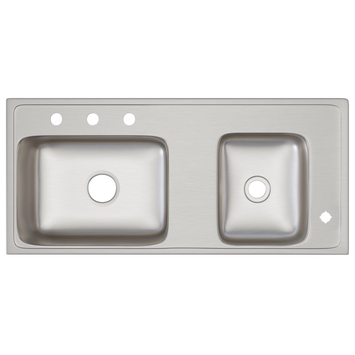 Alternate Image for Elkay Lustertone Classic 37" Drop In/Topmount Stainless Steel ADA Classroom Sink, 60/40 Double Bowl, Lustrous Satin, 4 Faucet Holes, DRKAD371765R4