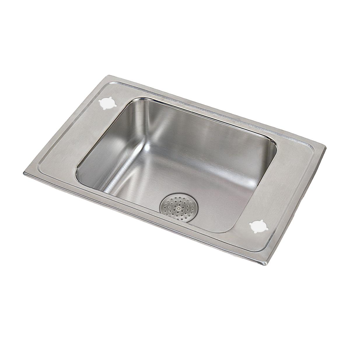 Elkay Lustertone Classic 25" Drop In/Topmount Stainless Steel Classroom Sink, Lustrous Satin, 2 Faucet Holes, DRKR2517PD2