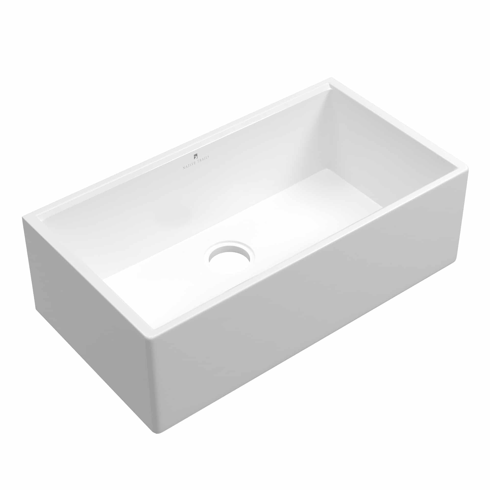 Native Trails Dreamer Concierge 33" Fireclay Workstation Farmhouse Kitchen Sink, White, FRKG3318-W Product Image
