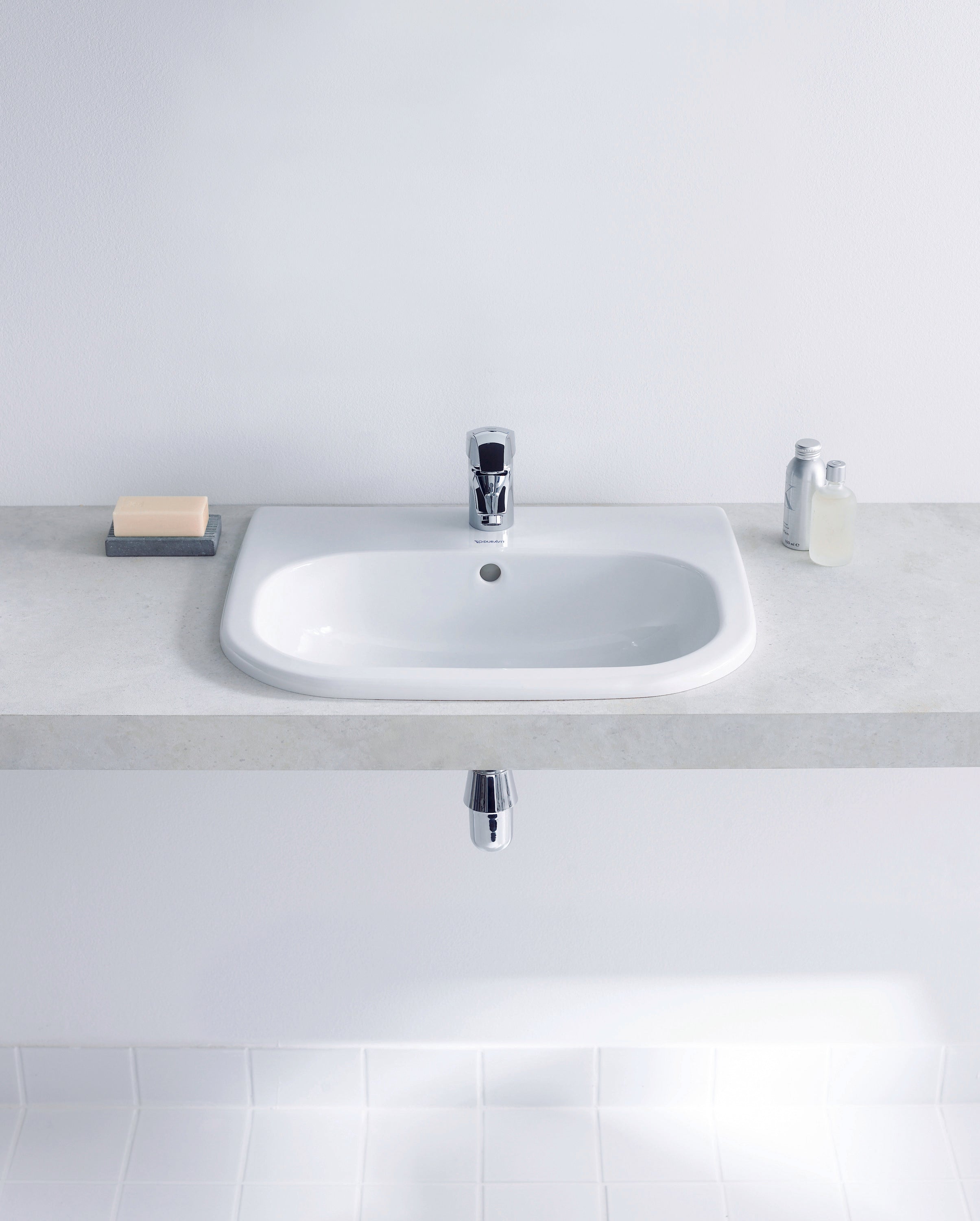D-Code 21 1/2" Rectangular Drop In Sink in White with Single Faucet Hole and Overflow