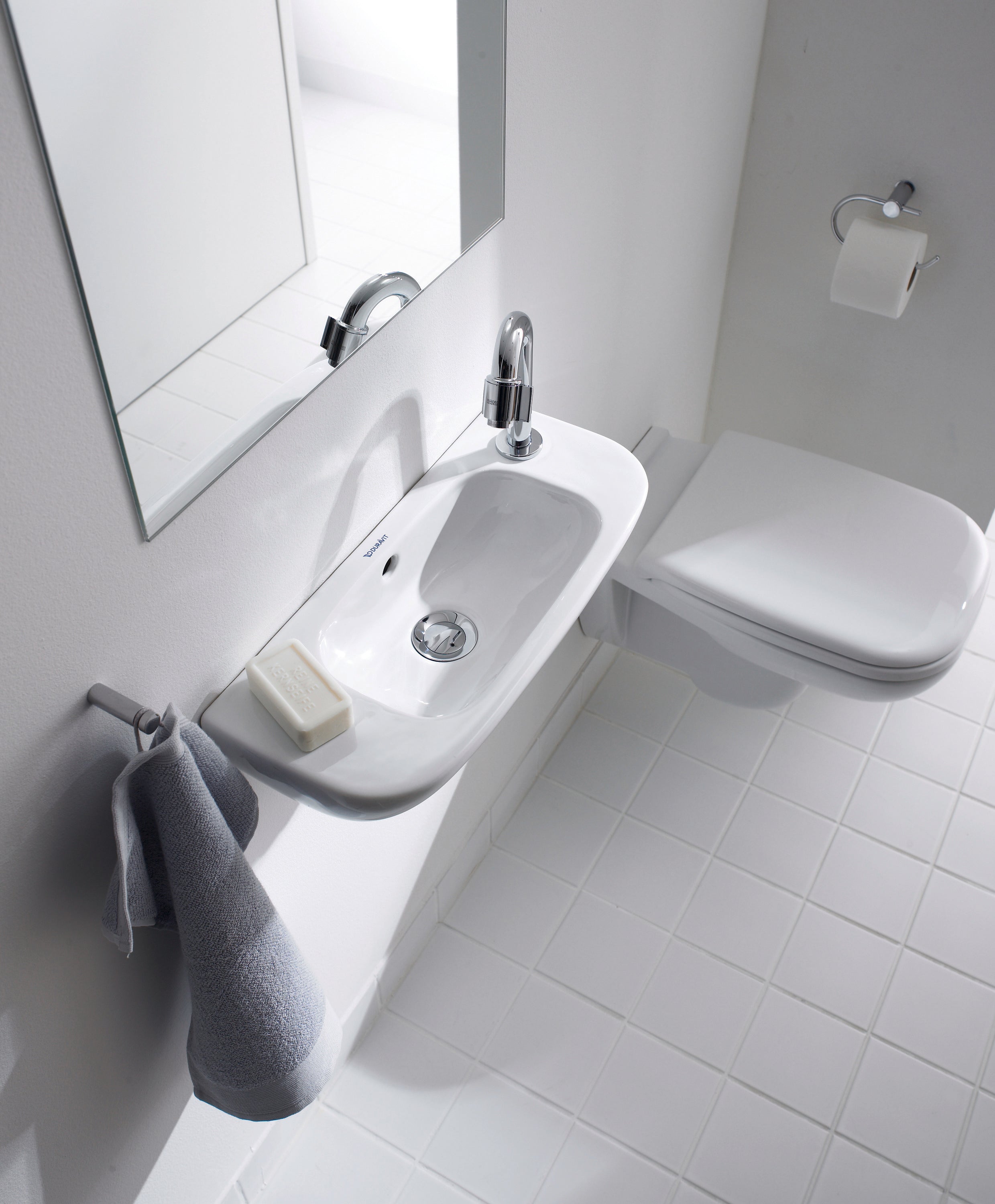 D-Code 19 5/8" Rectangular Wall Mounted Sink in White with Single Faucet Hole and with Overflow