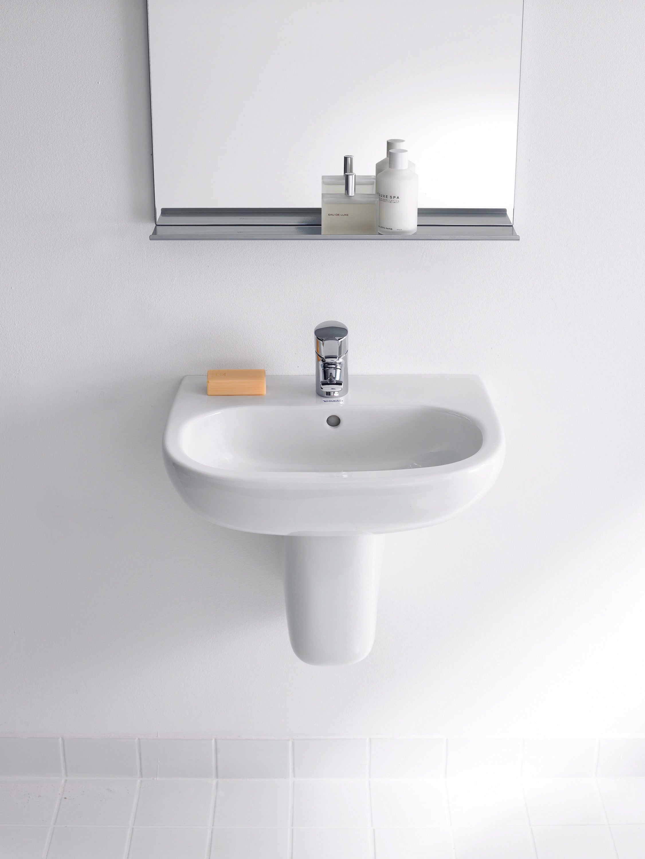 D-Code 21 5/8" Rectangular Wall Mounted Sink in White with Single Faucet Hole and with Overflow