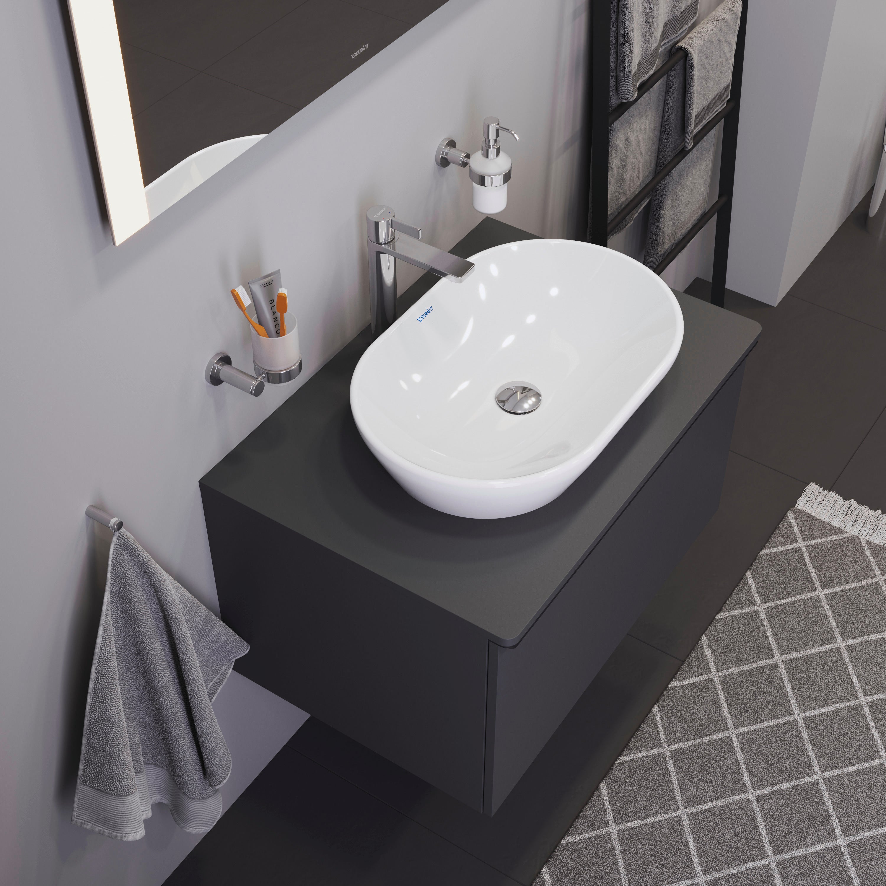 D-Neo 23 5/8" Oval Vessel Sink in White