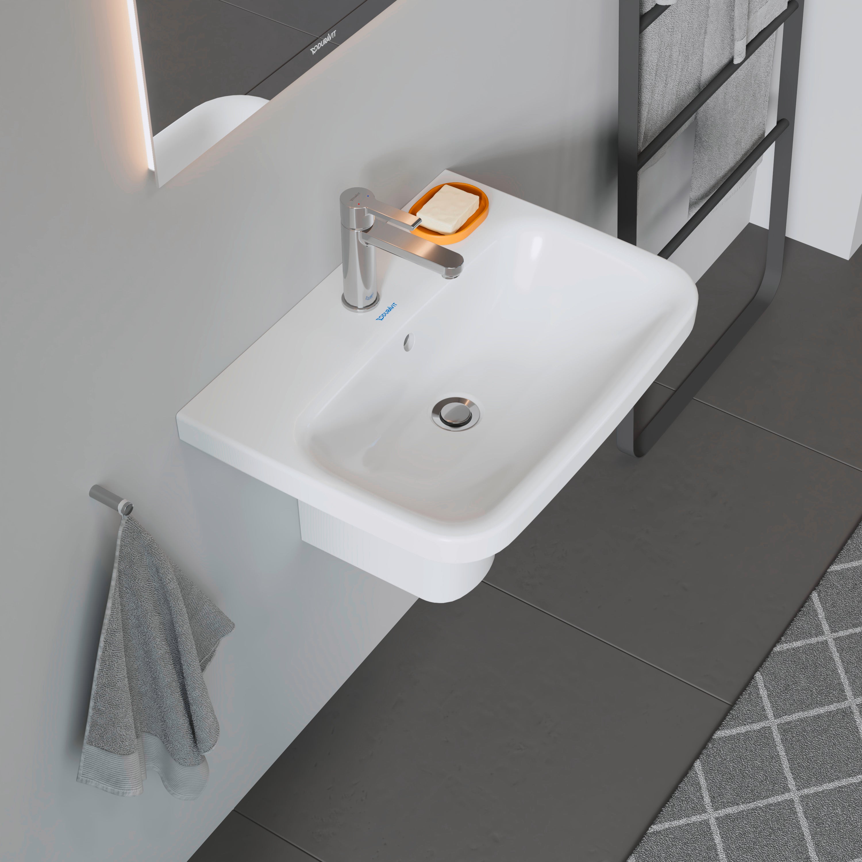DuraStyle 23 5/8" Rectangular Wall Mounted Sink in White with Single Faucet Hole and with Overflow