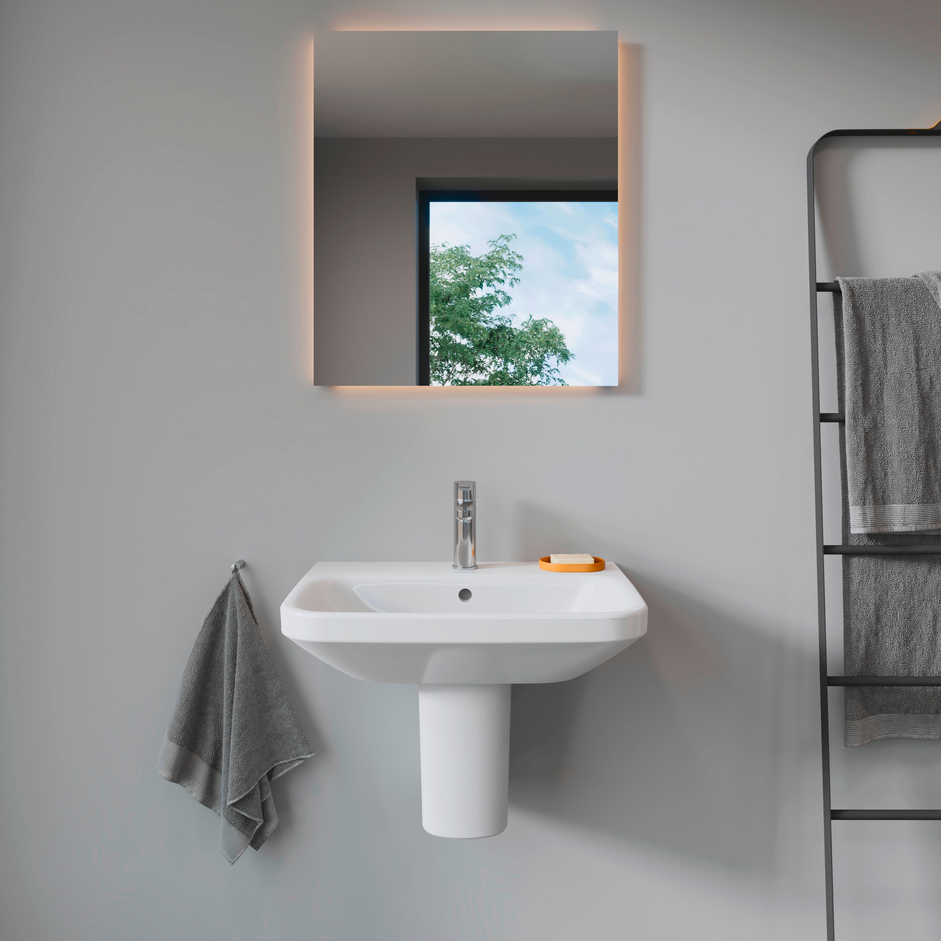 DuraStyle 23 5/8" Rectangular Wall Mounted Sink in White with Single Faucet Hole and with Overflow