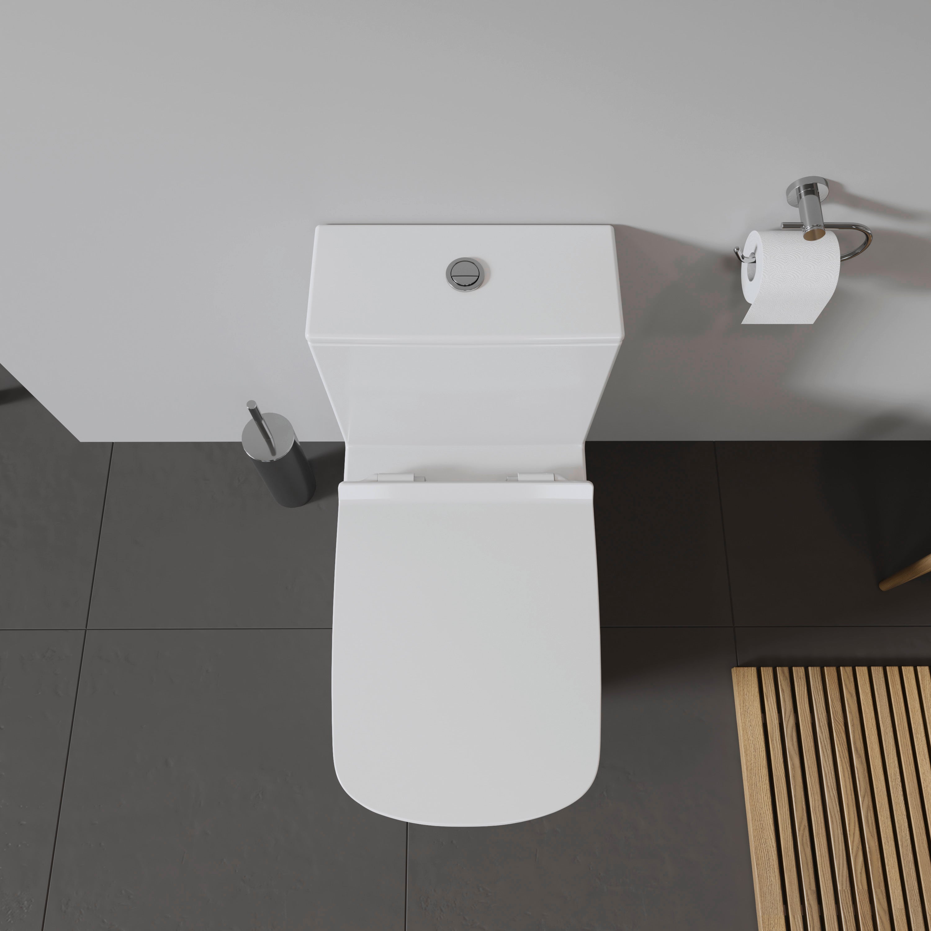 DuraStyle 1.32/0.92 GPF Dual Flush Elongated One Piece Toilet in White, Top Push Button Flush - Seat Sold Separately