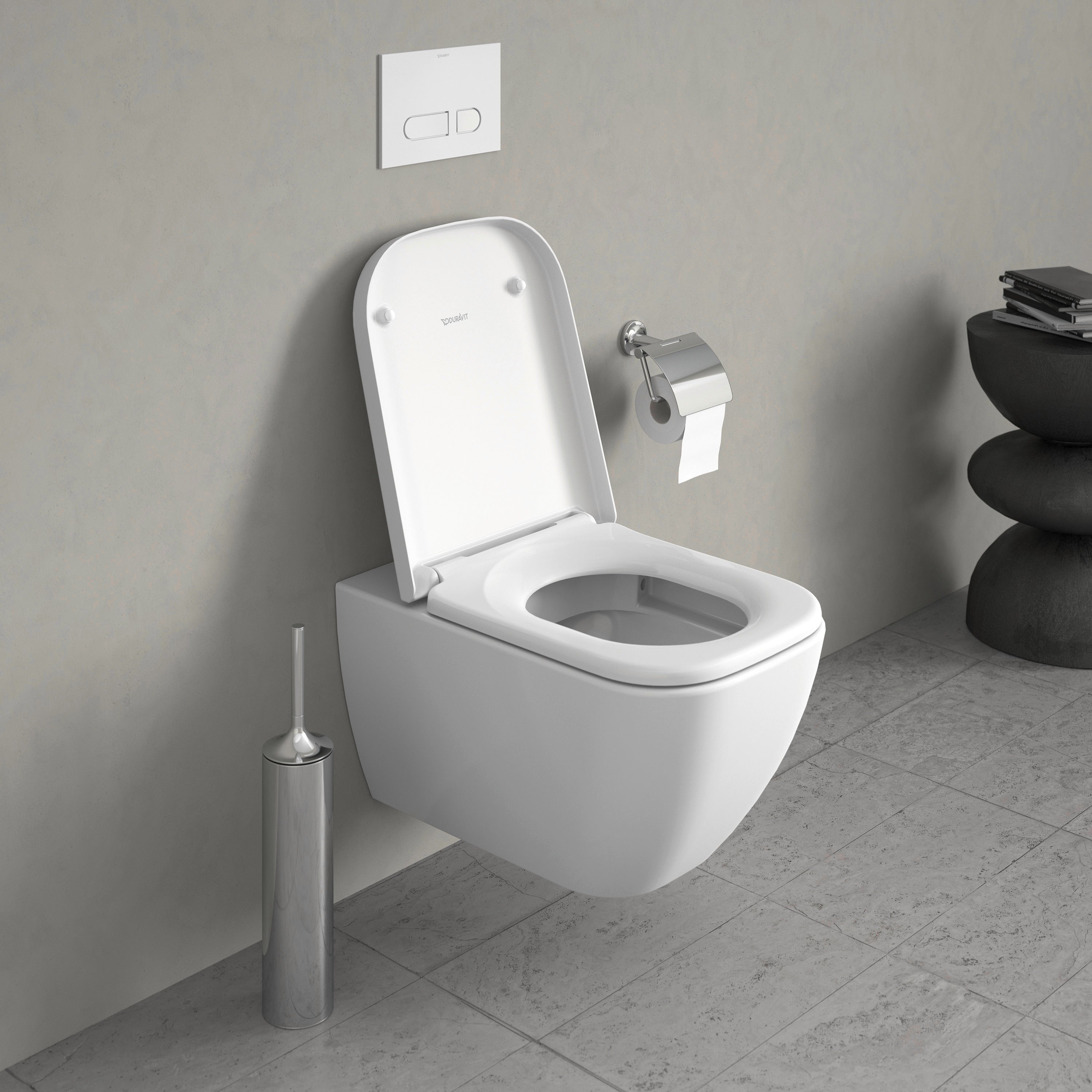 Happy D.2 1.6/0.8 GPF Dual Flush Rimless ADA Compliant Compact Elongated Wall Mounted Toilet in White - Seat, Actuator, and In-Wall Tank and Carrier Sold Separately