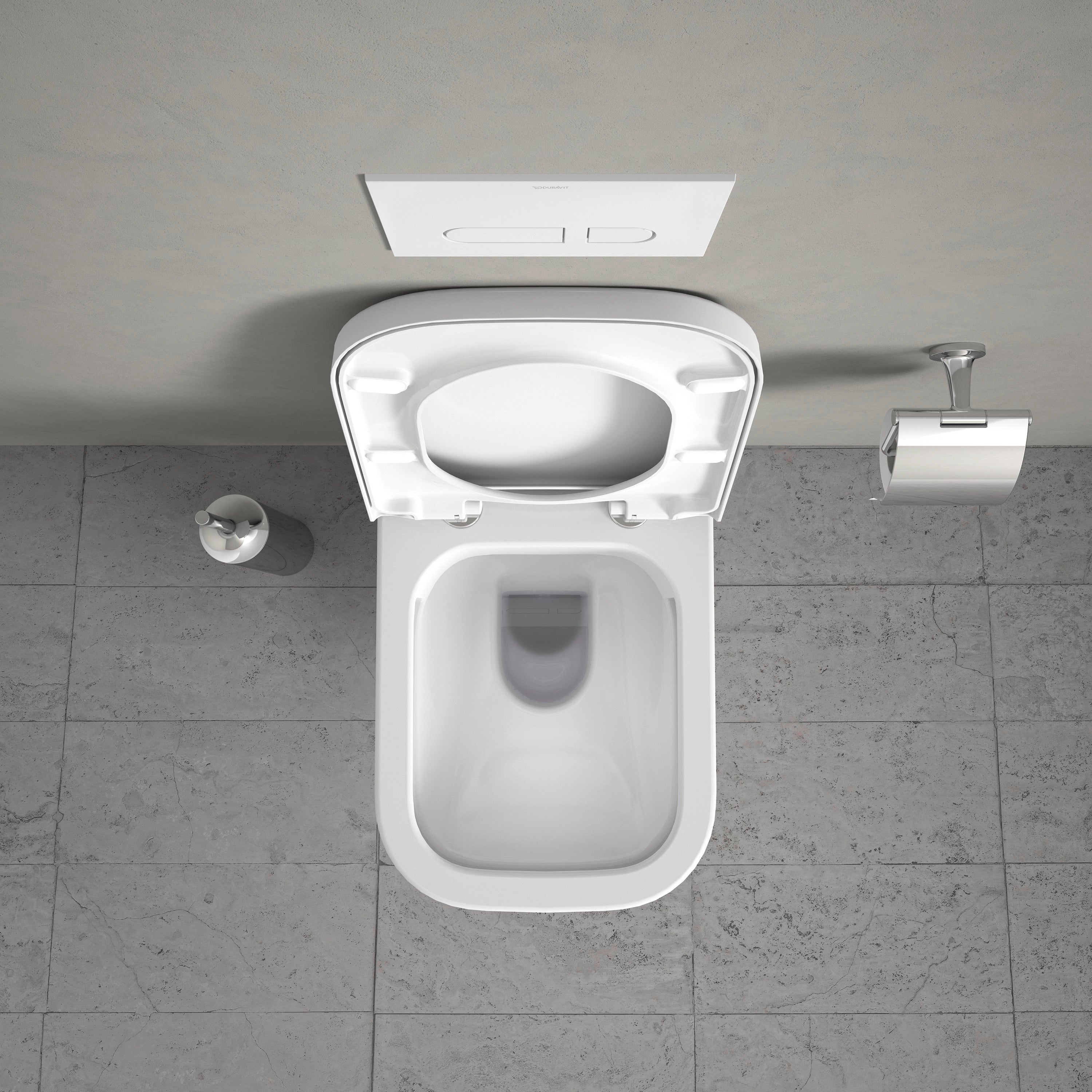 Happy D.2 1.6/0.8 GPF Dual Flush Rimless ADA Compliant Compact Elongated Wall Mounted Toilet in White - Seat, Actuator, and In-Wall Tank and Carrier Sold Separately