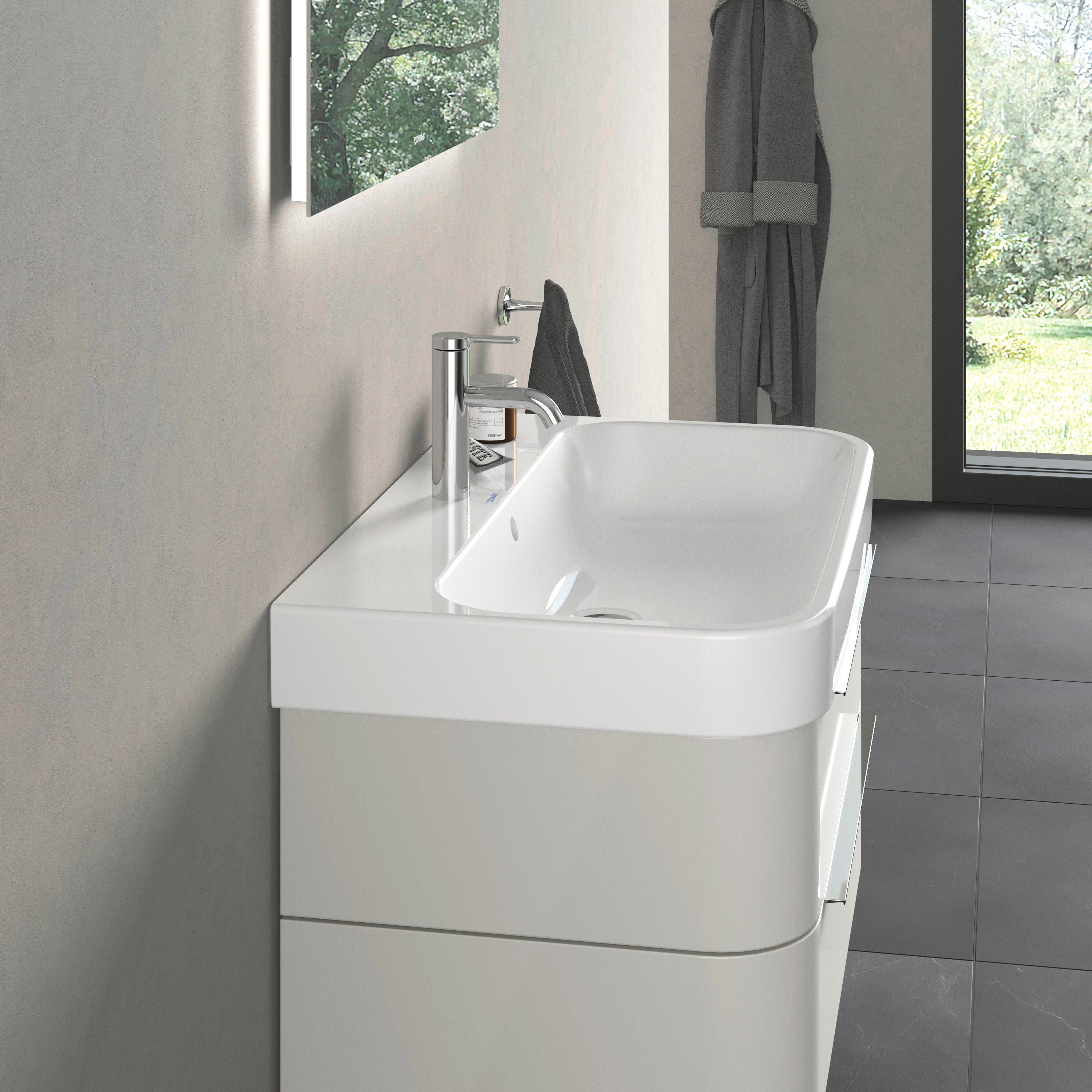 Happy D.2 31 1/2" Rectangular Wall Mounted Sink in White with Single Faucet Hole and with Overflow