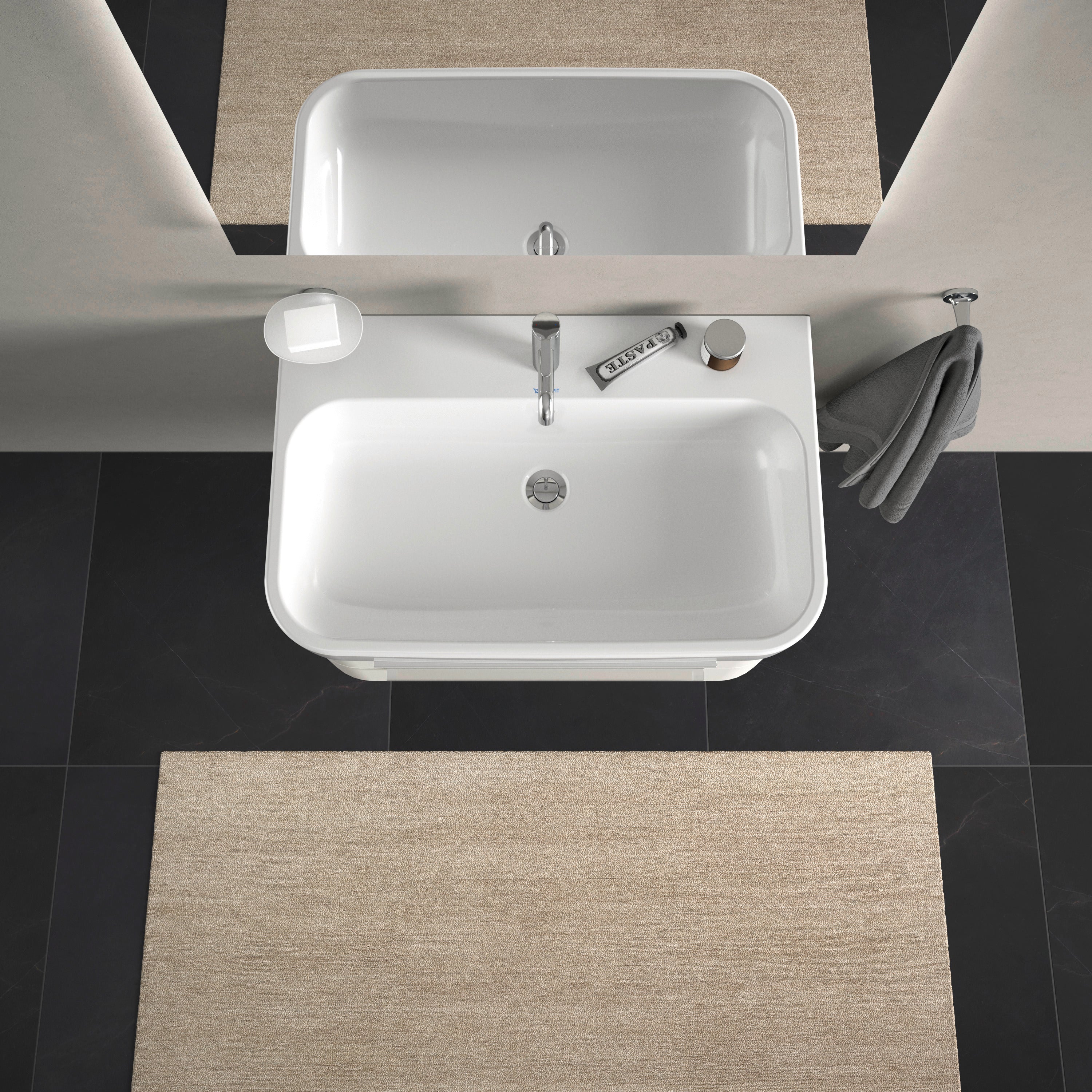 Happy D.2 31 1/2" Rectangular Wall Mounted Sink in White with Single Faucet Hole and with Overflow