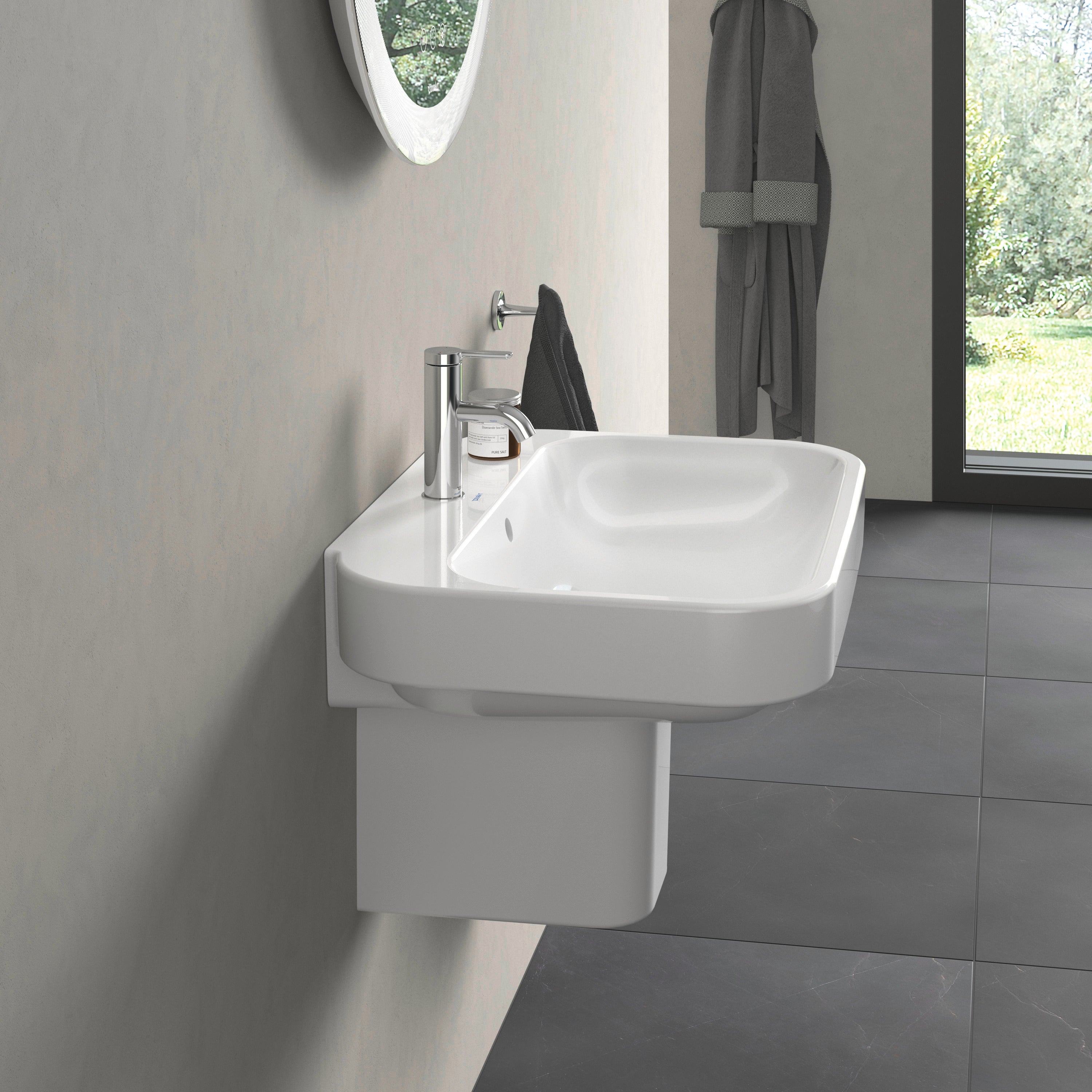 Happy D.2 25 5/8" Rectangular Wall Mounted Sink in White with Single Faucet Hole and with Overflow