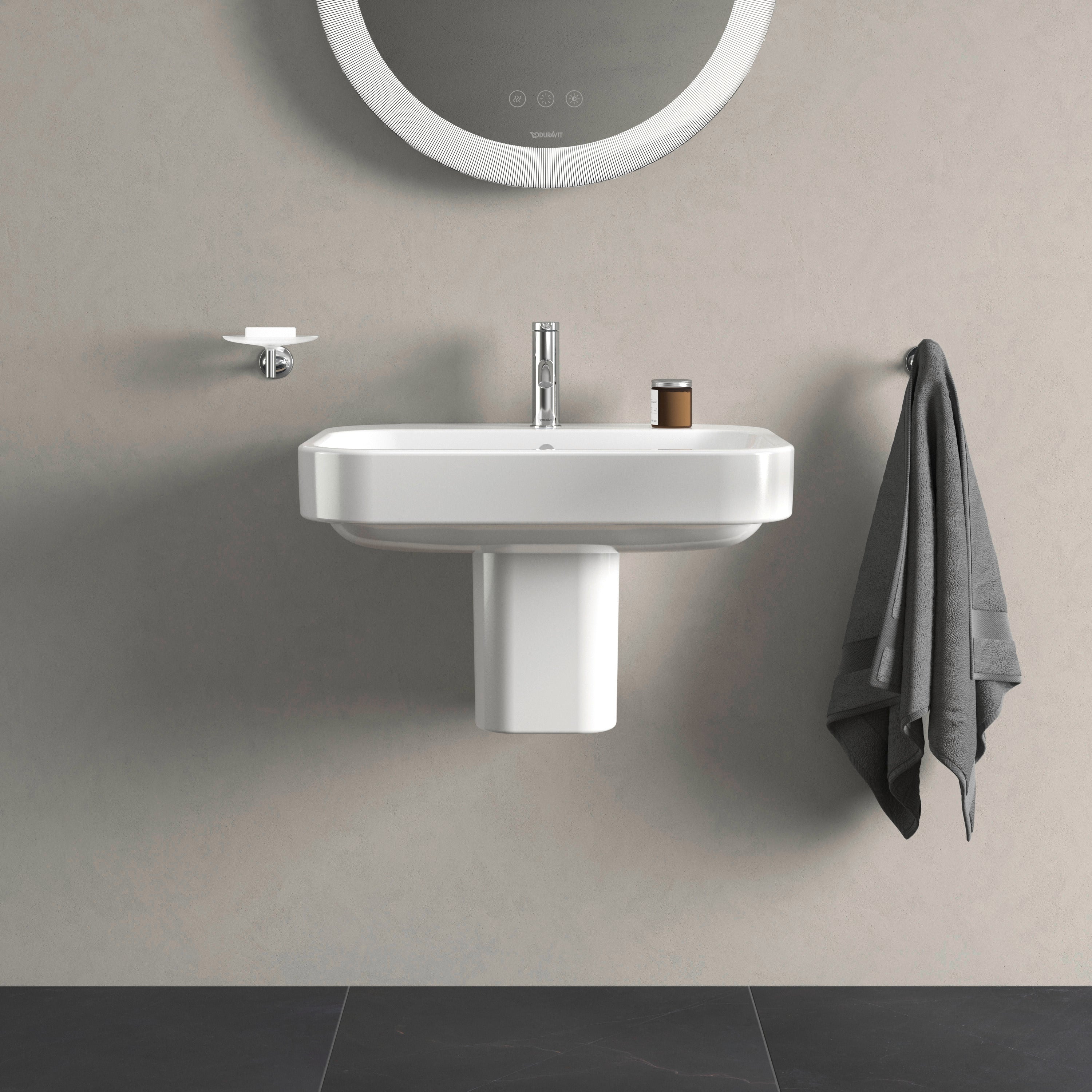 Happy D.2 25 5/8" Rectangular Wall Mounted Sink in White with Single Faucet Hole and with Overflow
