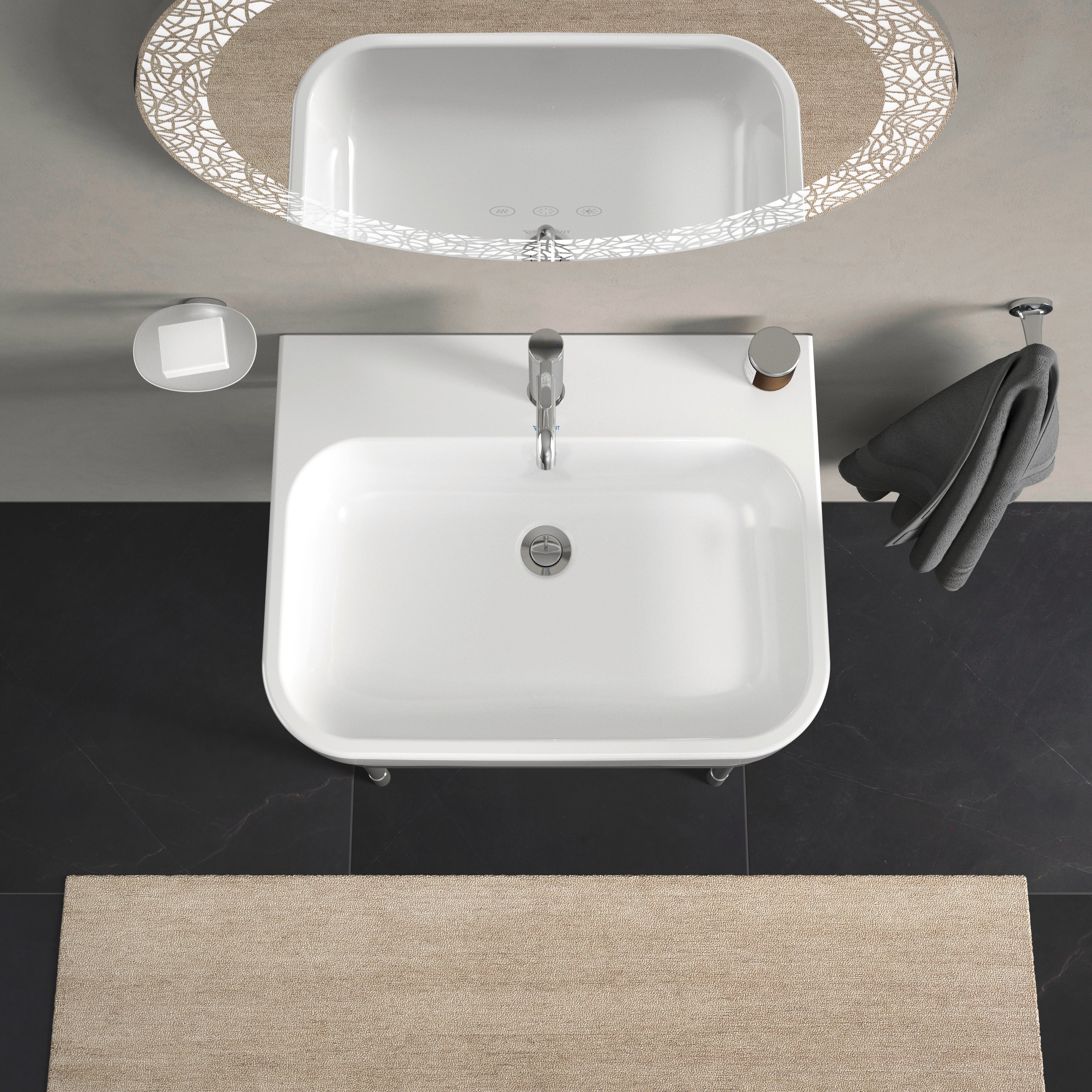 Happy D.2 25 5/8" Rectangular Wall Mounted Sink in White with Single Faucet Hole and with Overflow