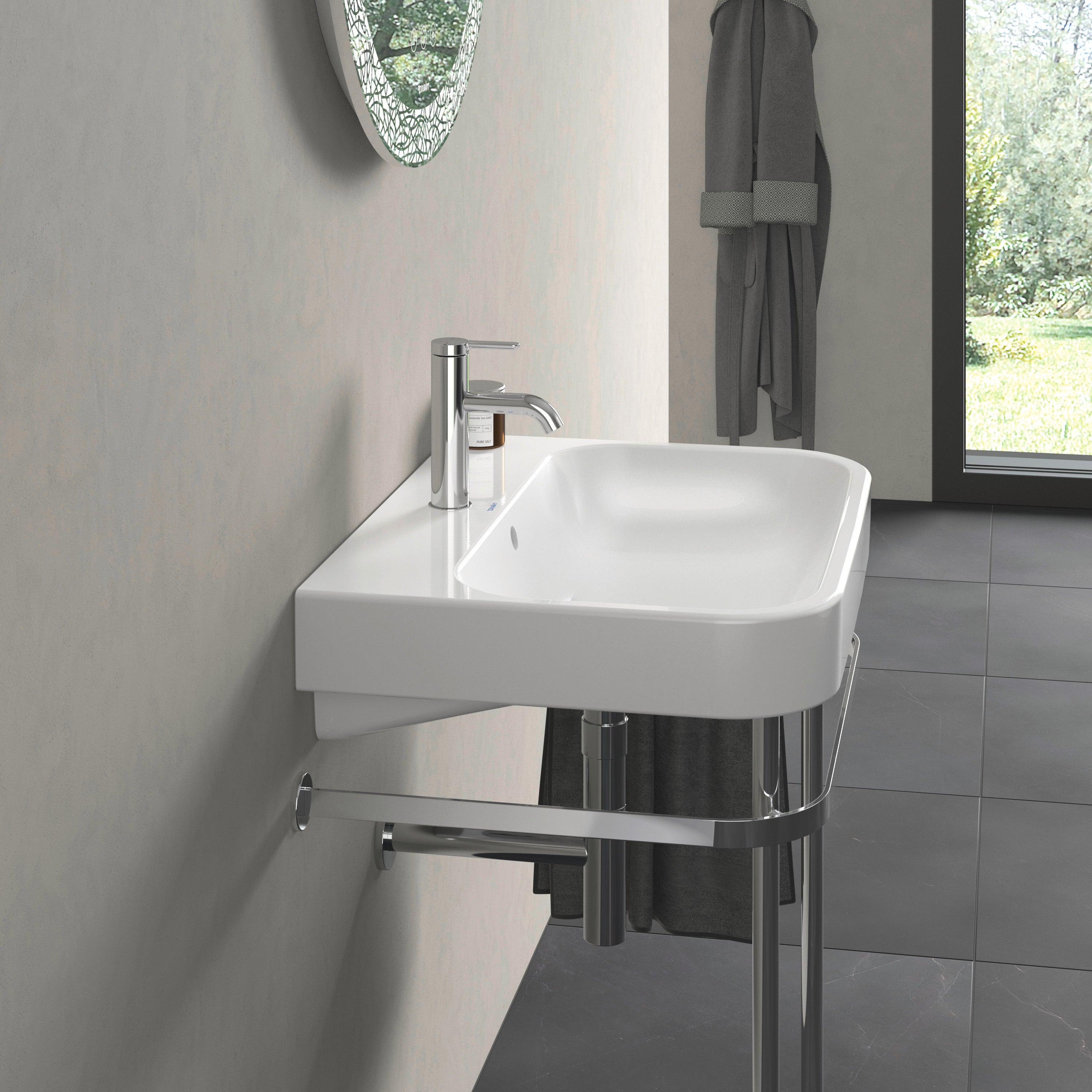Happy D.2 25 5/8" Rectangular Wall Mounted Sink in White with Single Faucet Hole and with Overflow