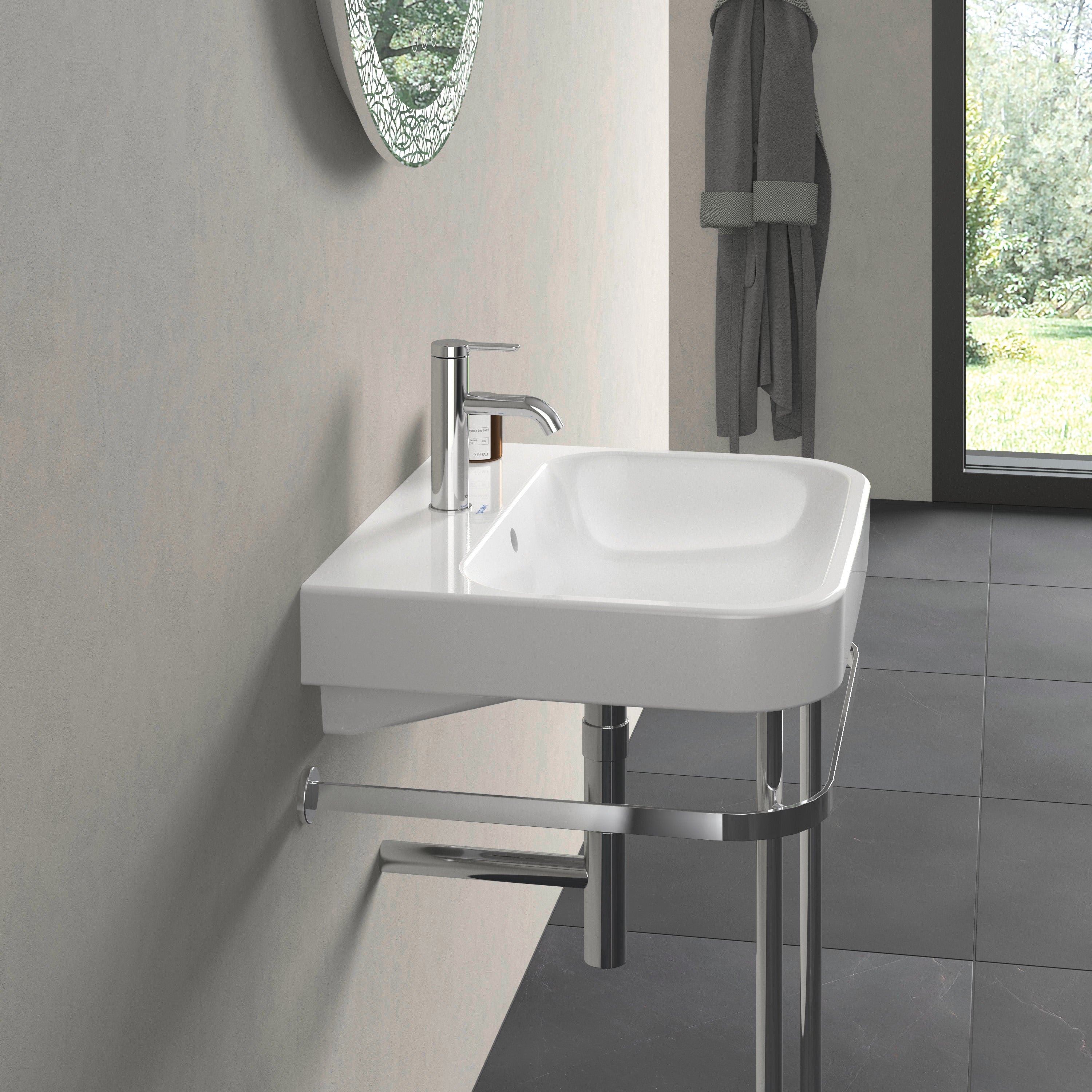 Happy D.2 23 5/8" Rectangular Wall Mounted Sink in White with Single Faucet Hole and with Overflow