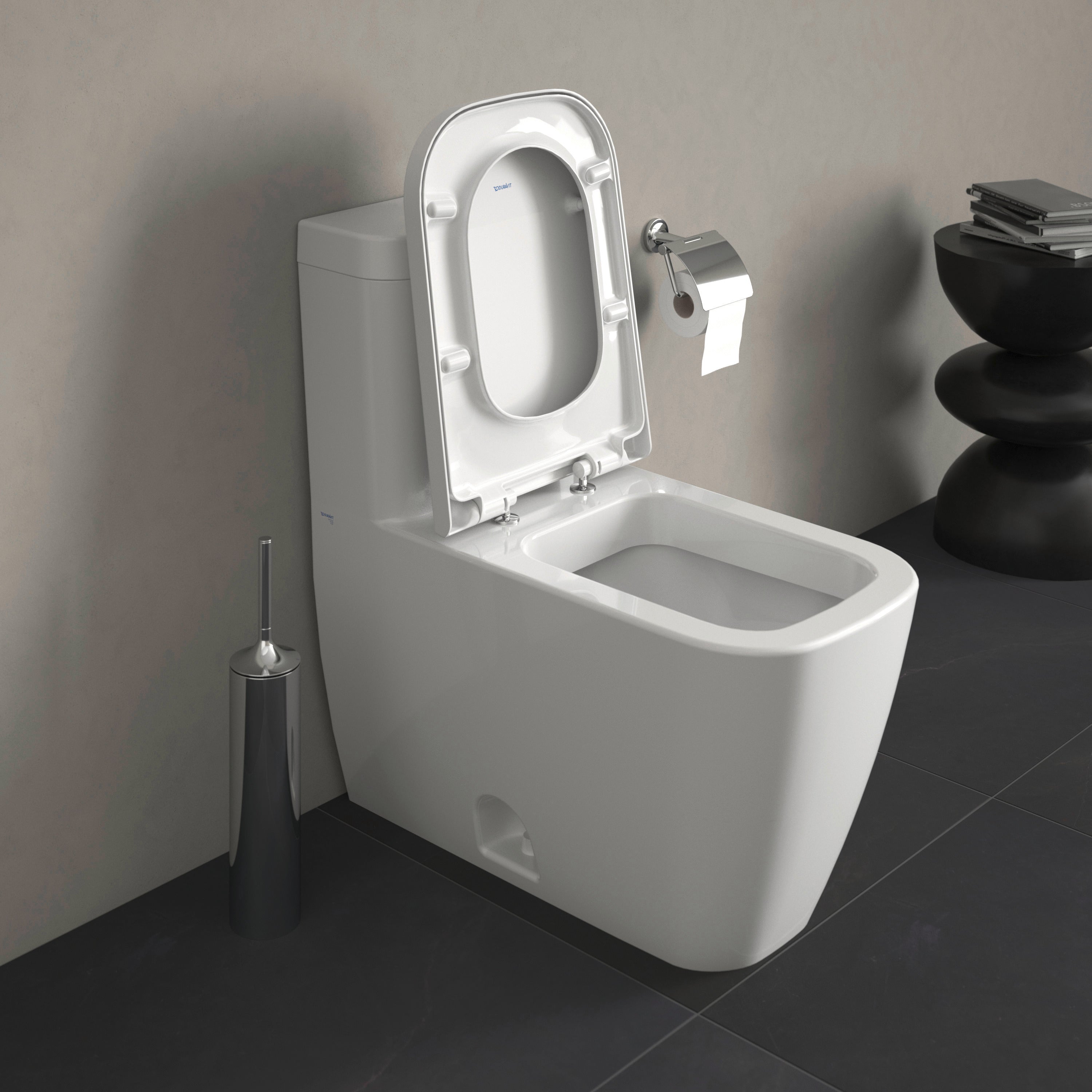 Happy D.2 1.32/0.92 GPF Dual Flush Elongated One Piece Toilet in White, Top Push Button Flush - Seat Sold Separately