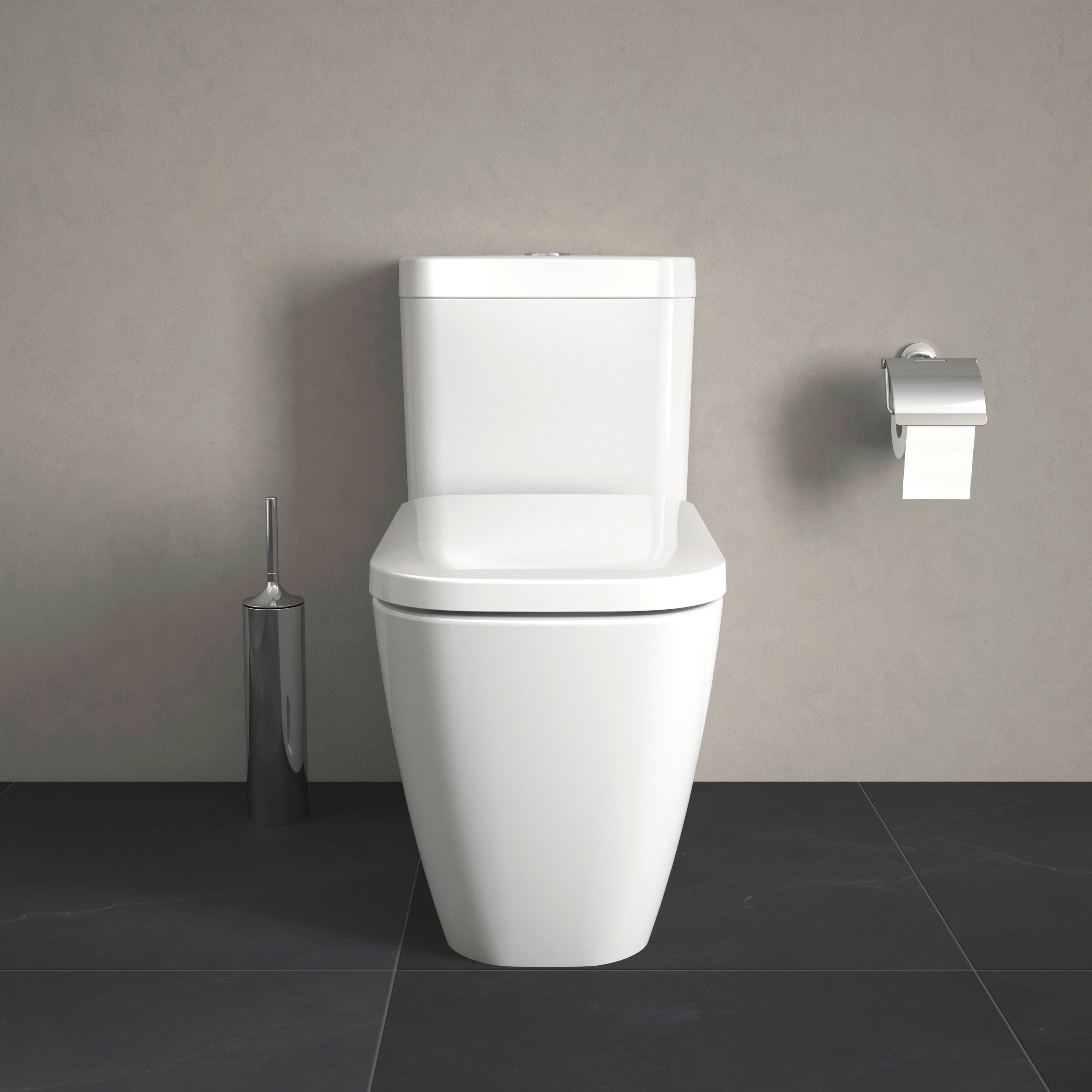 Happy D.2 1.32/0.92 GPF Dual Flush Elongated One Piece Toilet in White, Top Push Button Flush - Seat Included