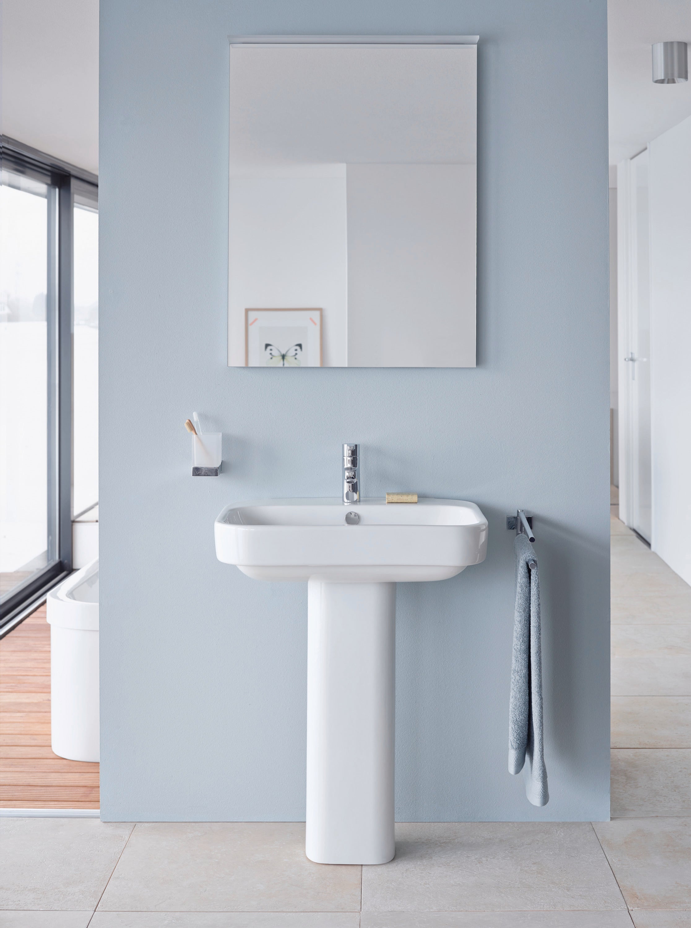 Happy D.2 25 5/8" Rectangular Wall Mounted Sink in White with Single Faucet Hole and with Overflow