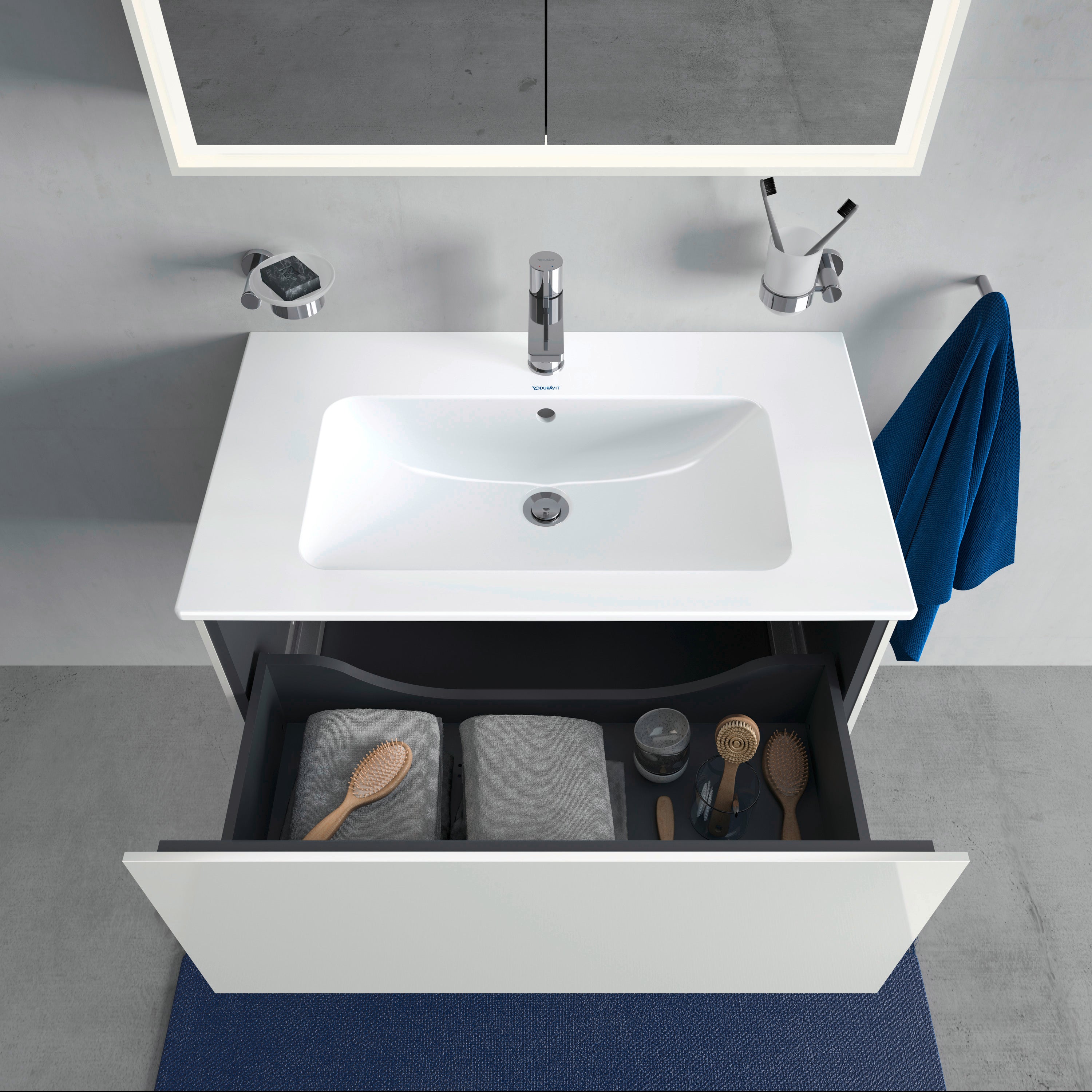 L-Cube 32 1/4" Wall Mount One Drawer Single Vanity Cabinet in High Gloss White, Sink Sold Separately