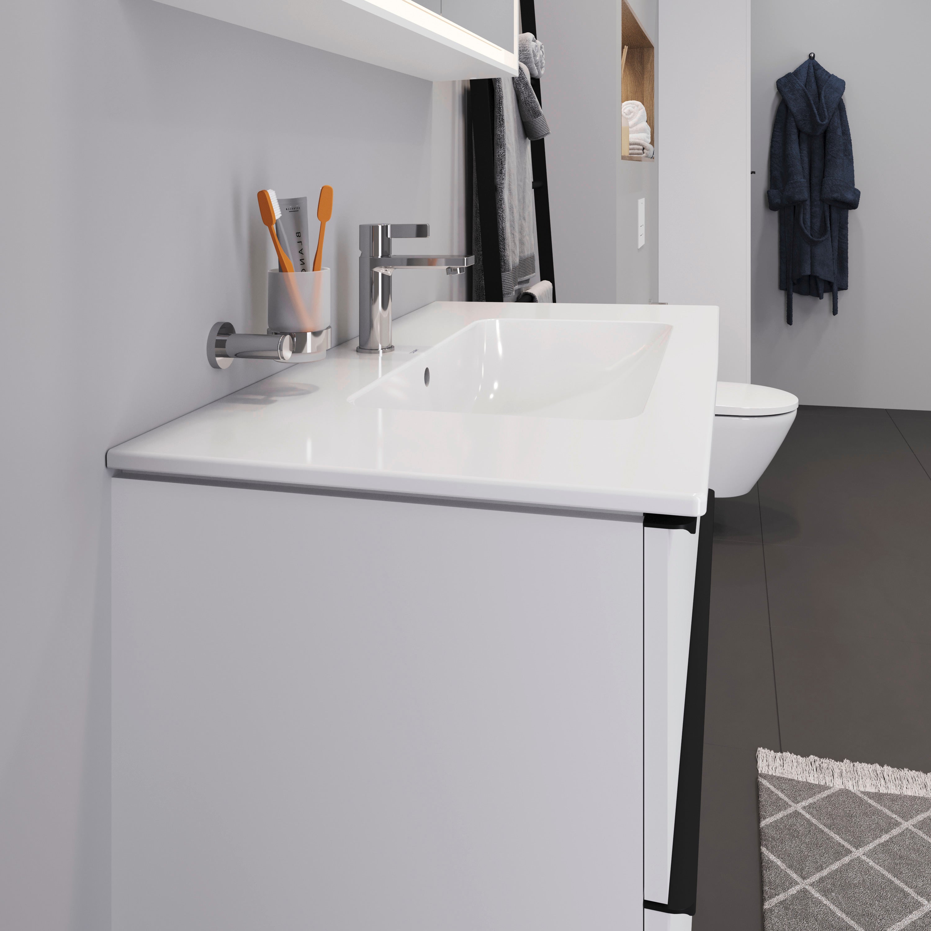ME by Starck 40 1/2" Rectangular Wall Mounted Sink in White with Single Faucet Hole and with Overflow