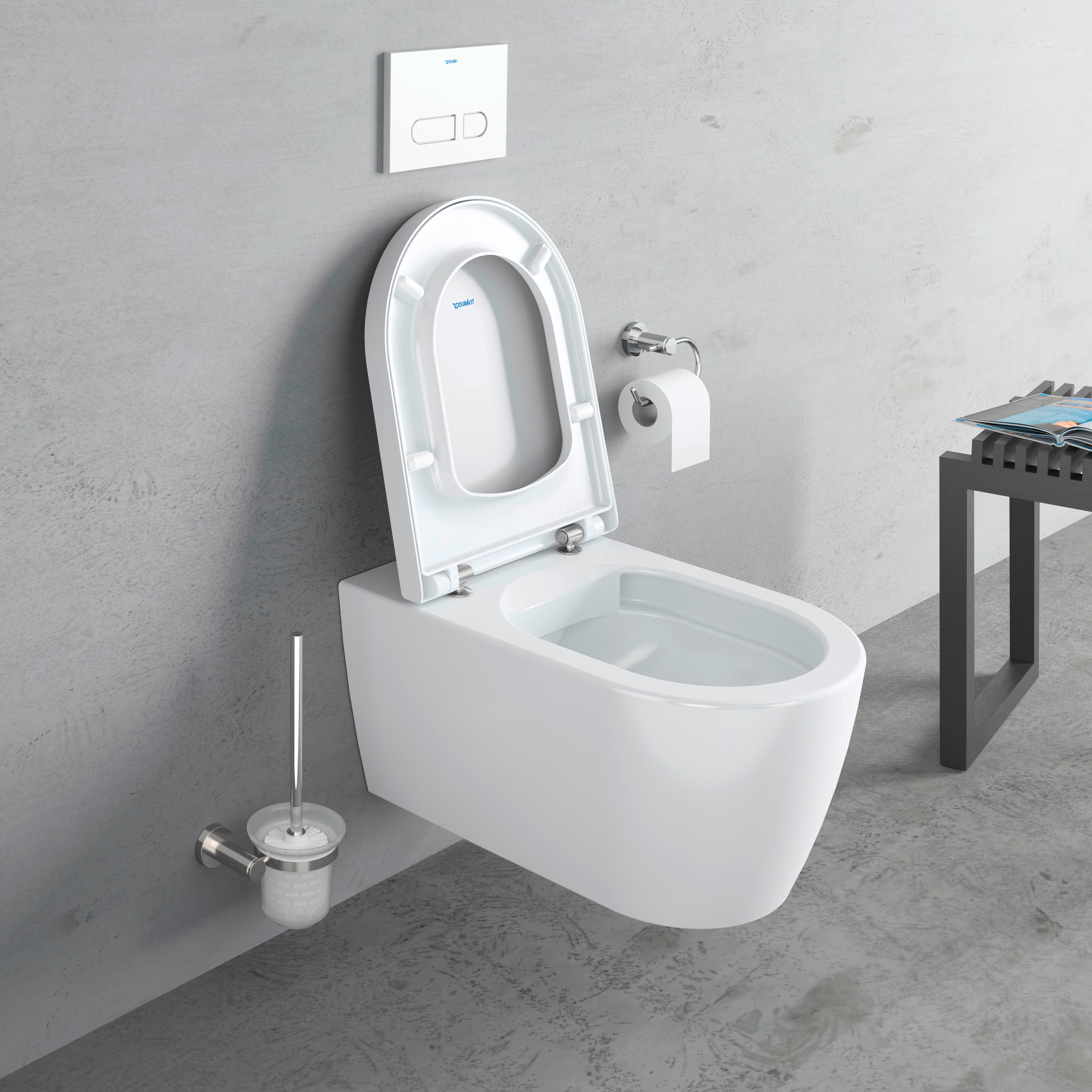 ME by Starck 1.28/0.8 GPF Dual Flush Rimless ADA Compliant Compact Elongated Wall Mounted Toilet in White