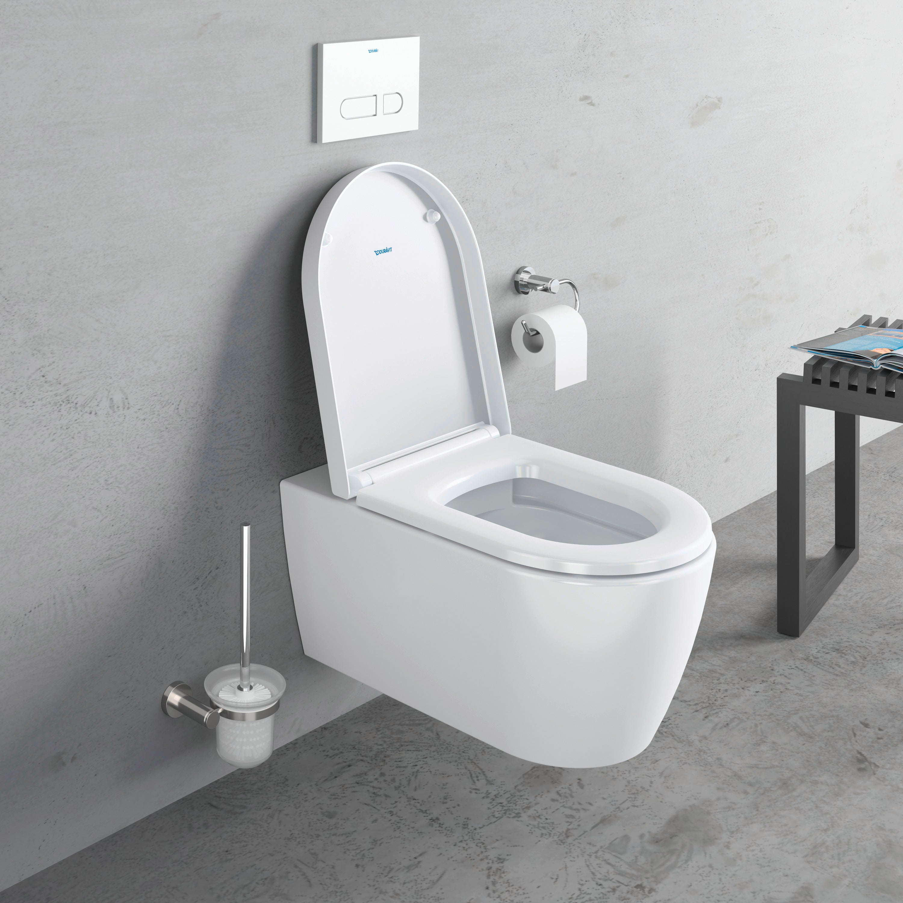 ME by Starck 1.28/0.8 GPF Dual Flush Rimless ADA Compliant Compact Elongated Wall Mounted Toilet in White