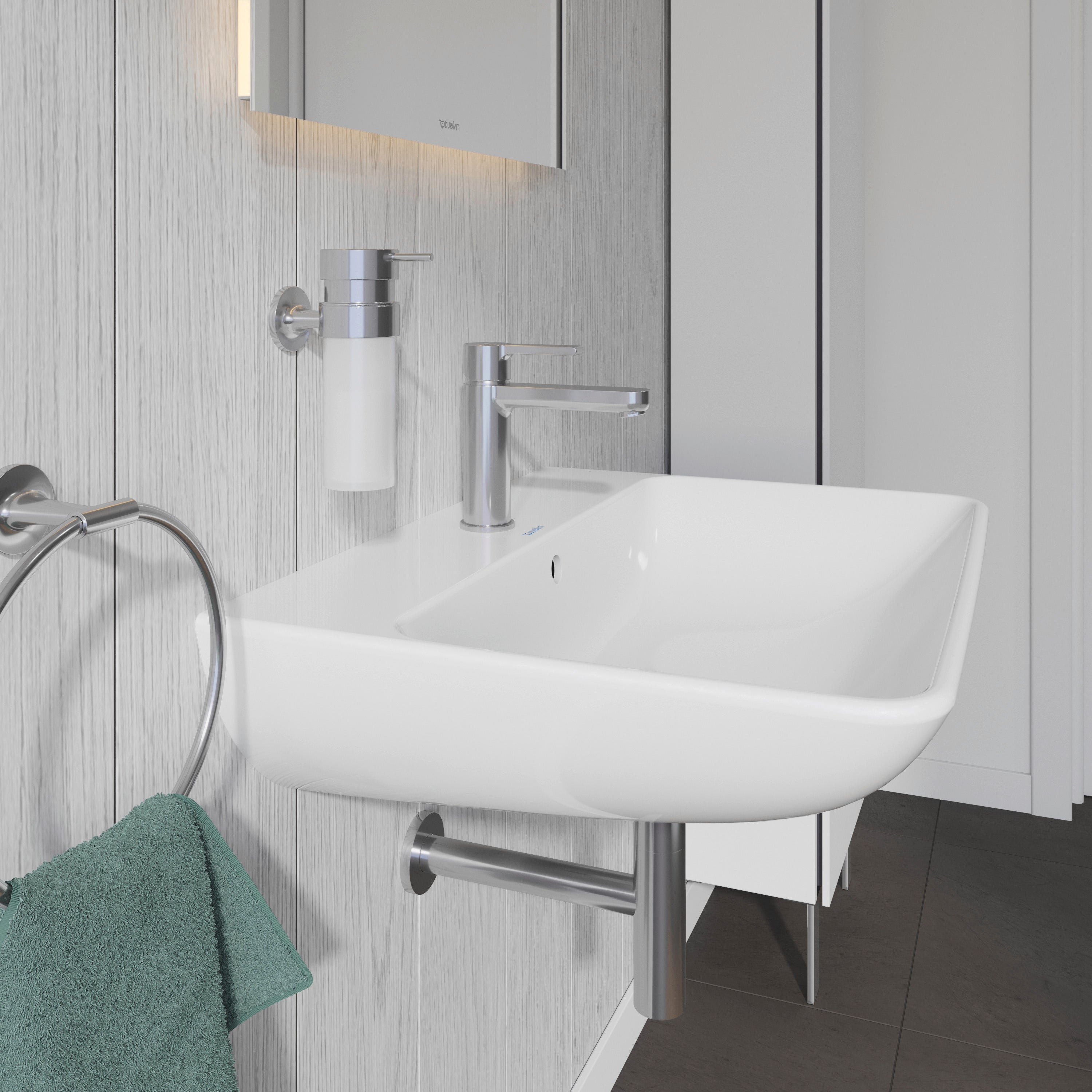 ME by Starck 25 5/8" Rectangular Wall Mounted Sink in White with Single Faucet Hole and with Overflow