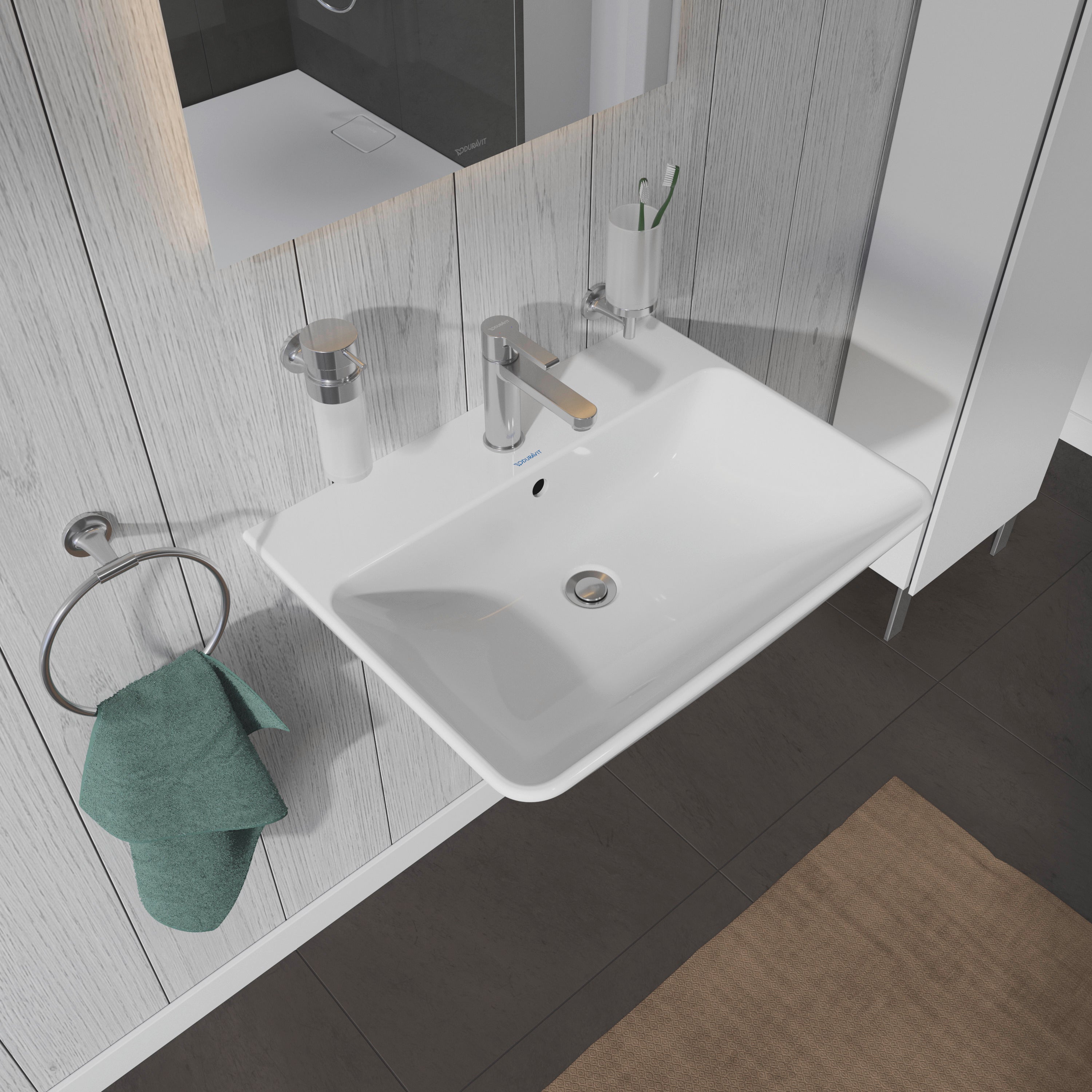 ME by Starck 25 5/8" Rectangular Wall Mounted Sink in White with Single Faucet Hole and with Overflow